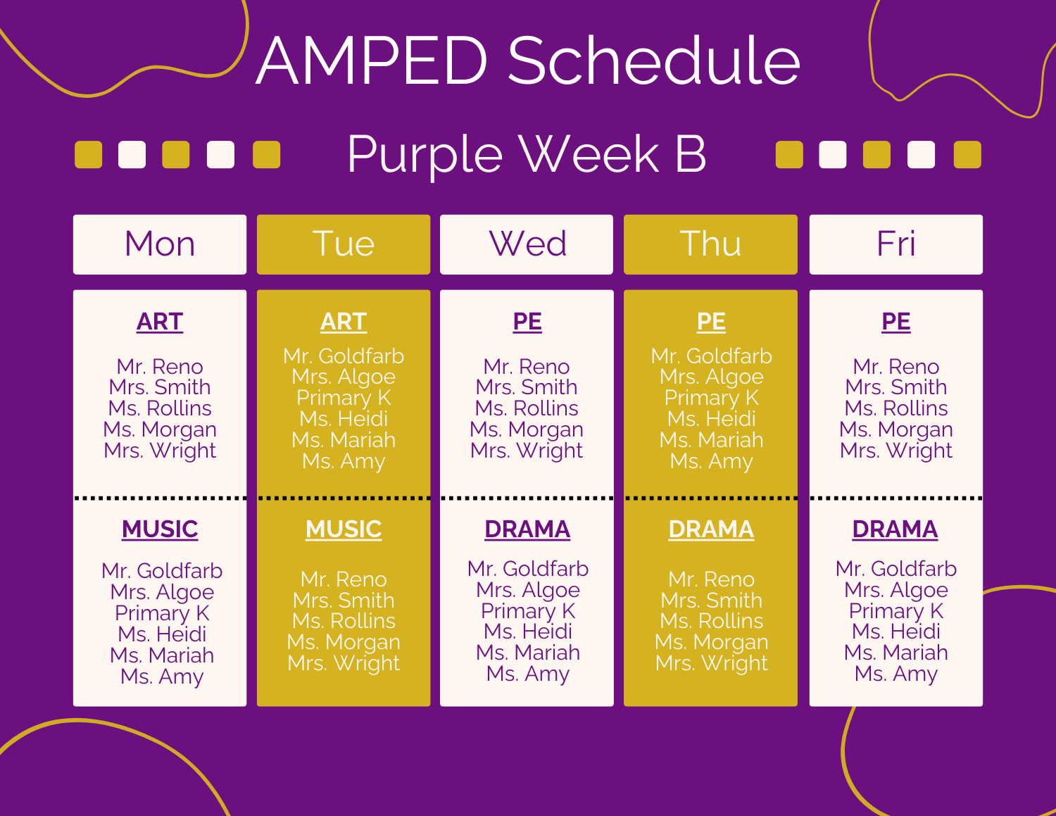 AMPED Schedule Purple Week B