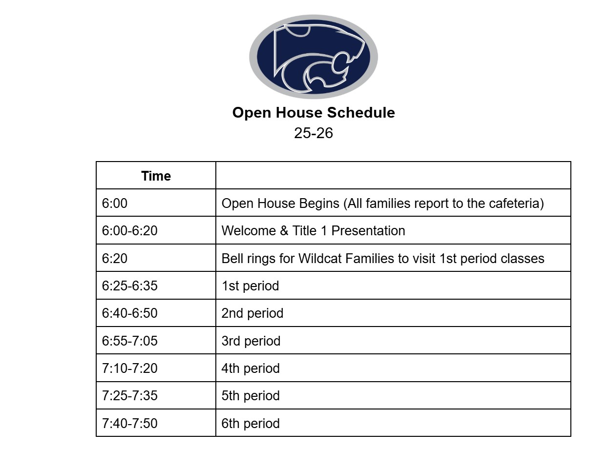 open house schedule