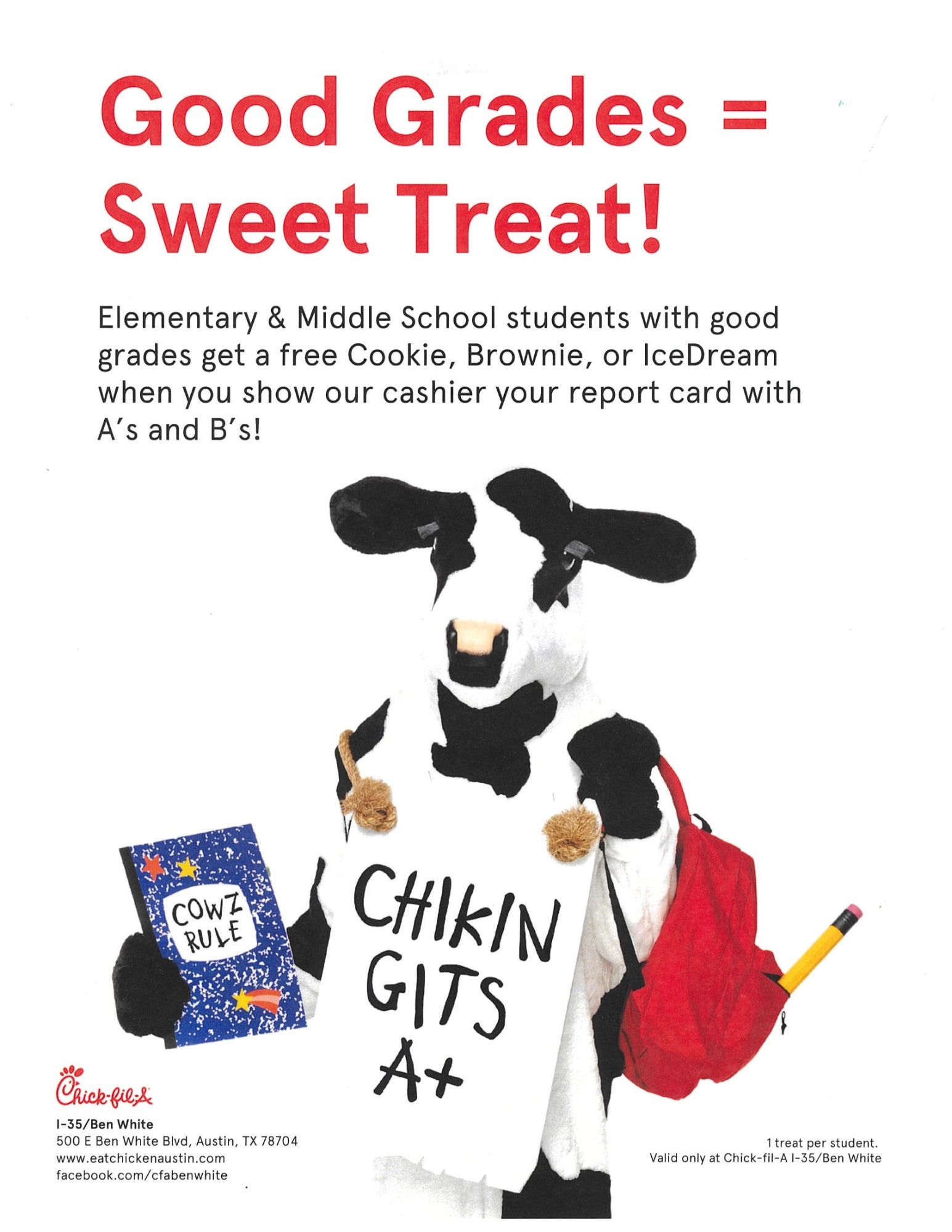 Chick Fil A Report Card Treats 