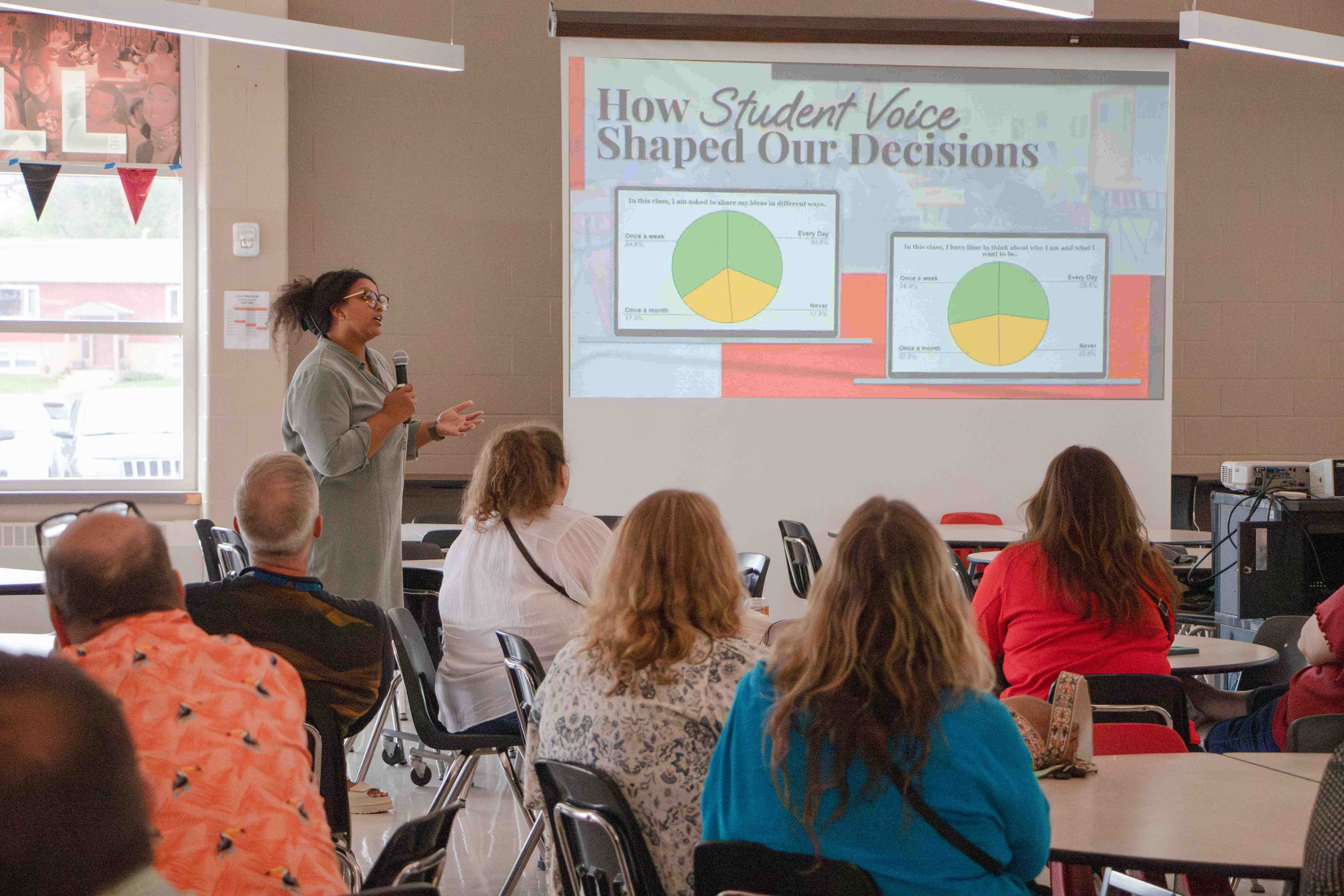 a person presenting to a group of people