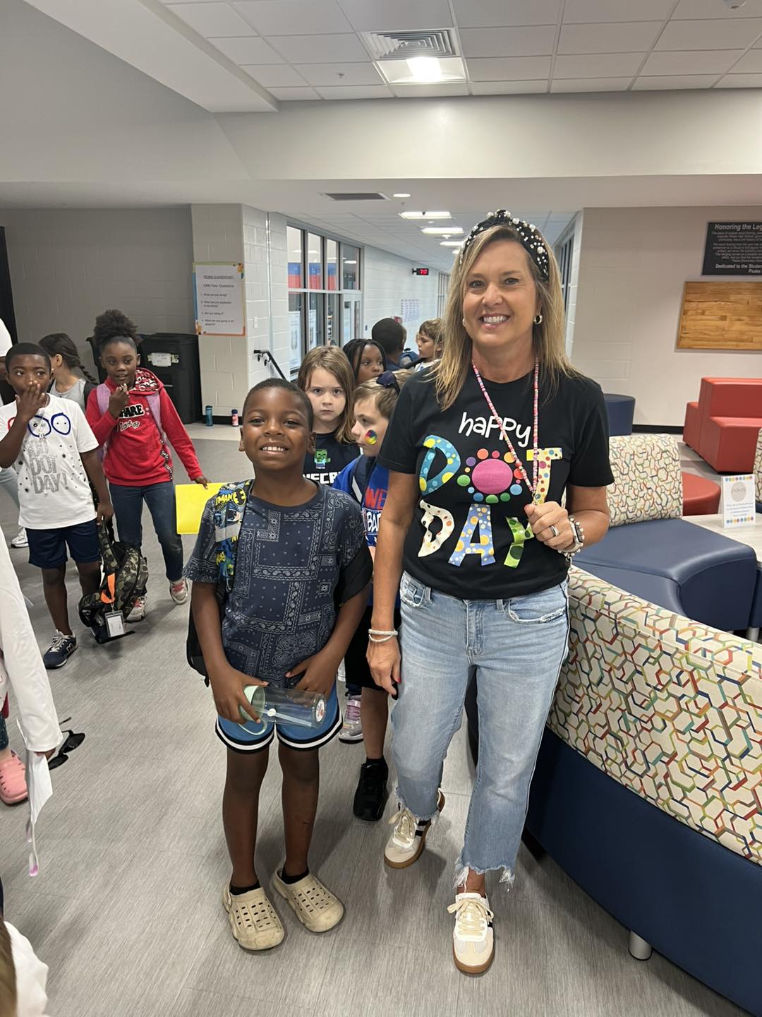 student giving a fist bump