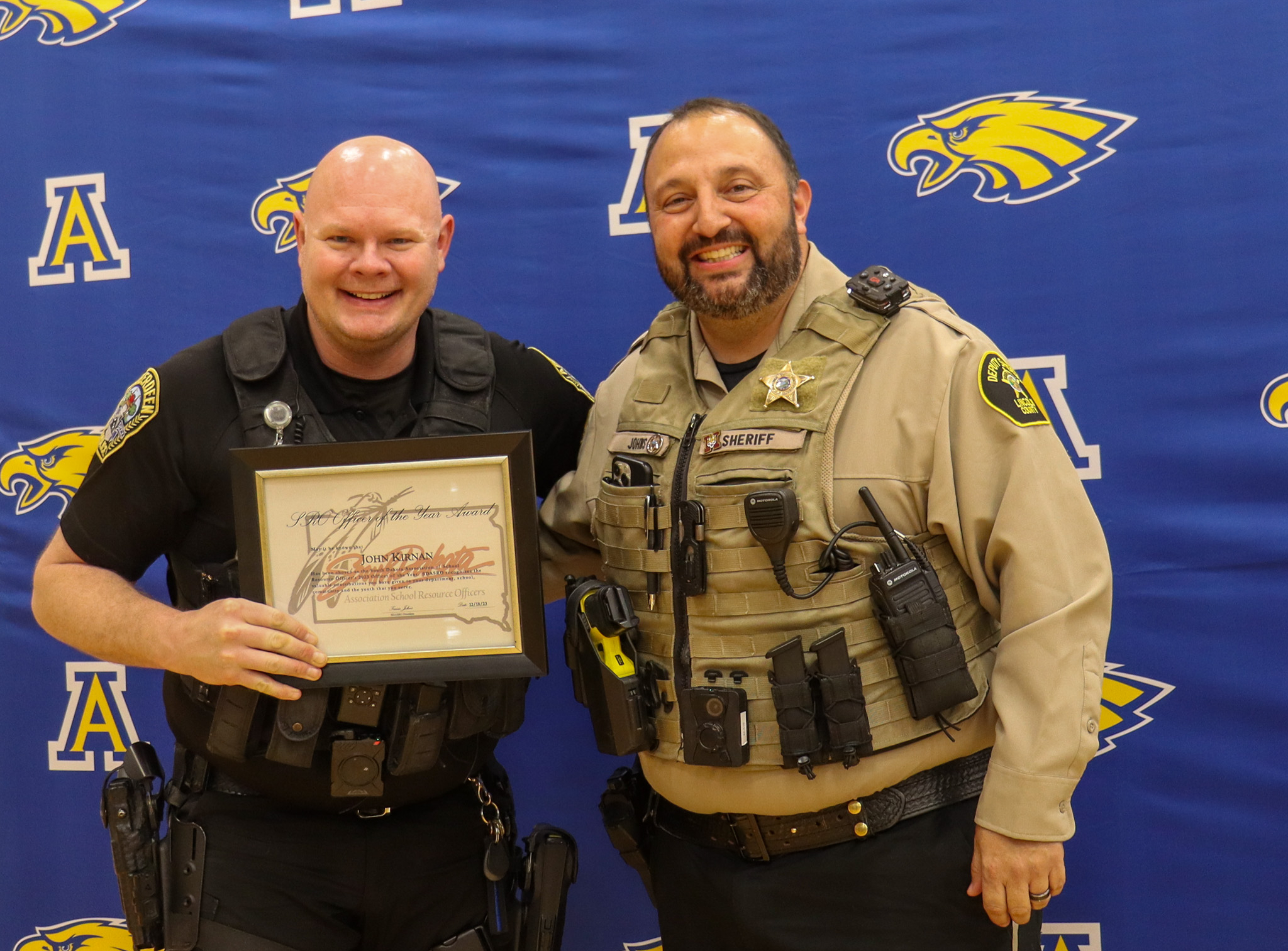 Officer Kirnan with his award