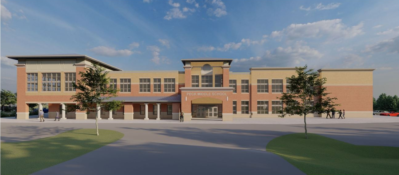 Front Entrance Render of New Middle School 