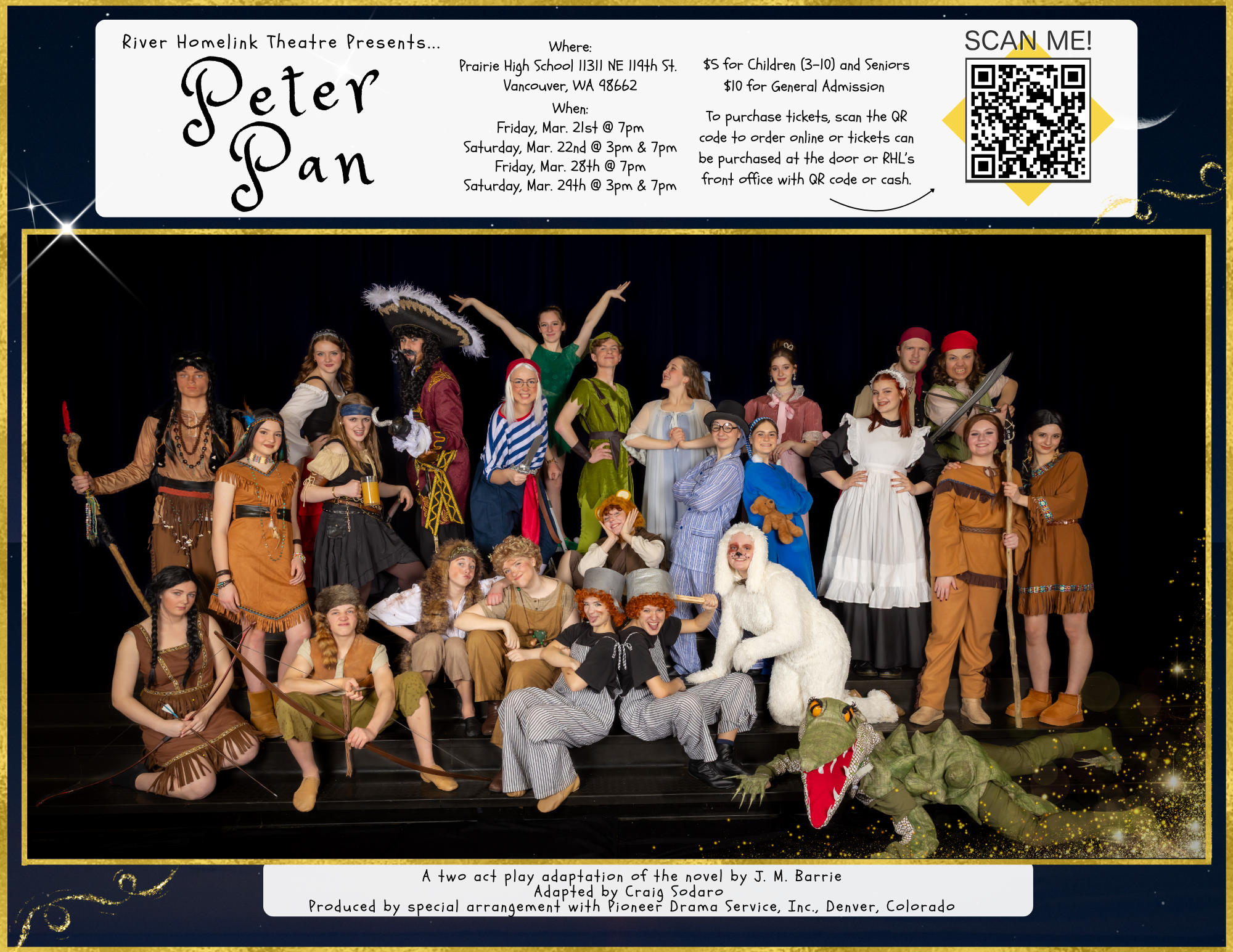 Poster for Peter Pan production by River HomeLink