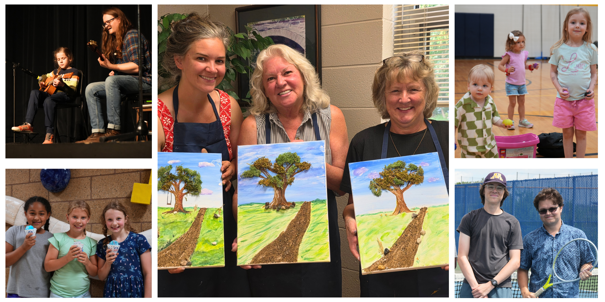 Collage of community education events and community members
