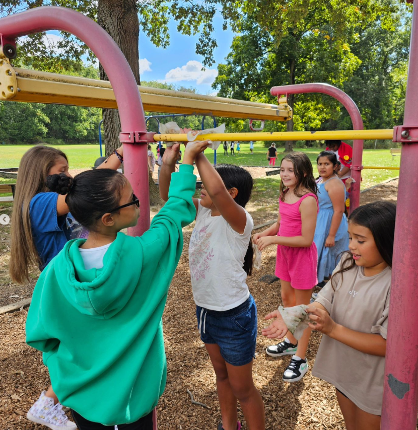 Sticky stuff all over the bars at recess Luckily, we have the best kids at JFK who offered to help me clean it up!! Teamwork at its finest!