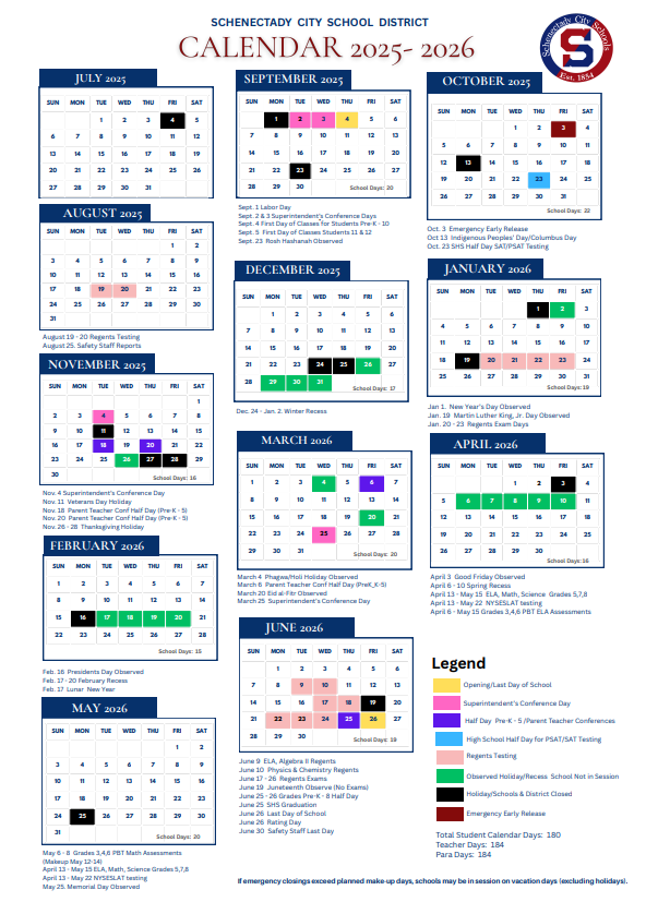 2025-2026 District Calendar