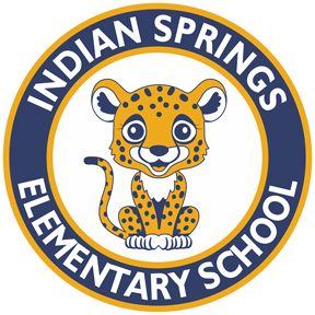 Indian Springs mascot: a young cheetah. Logo in school colors: Blue and Gold