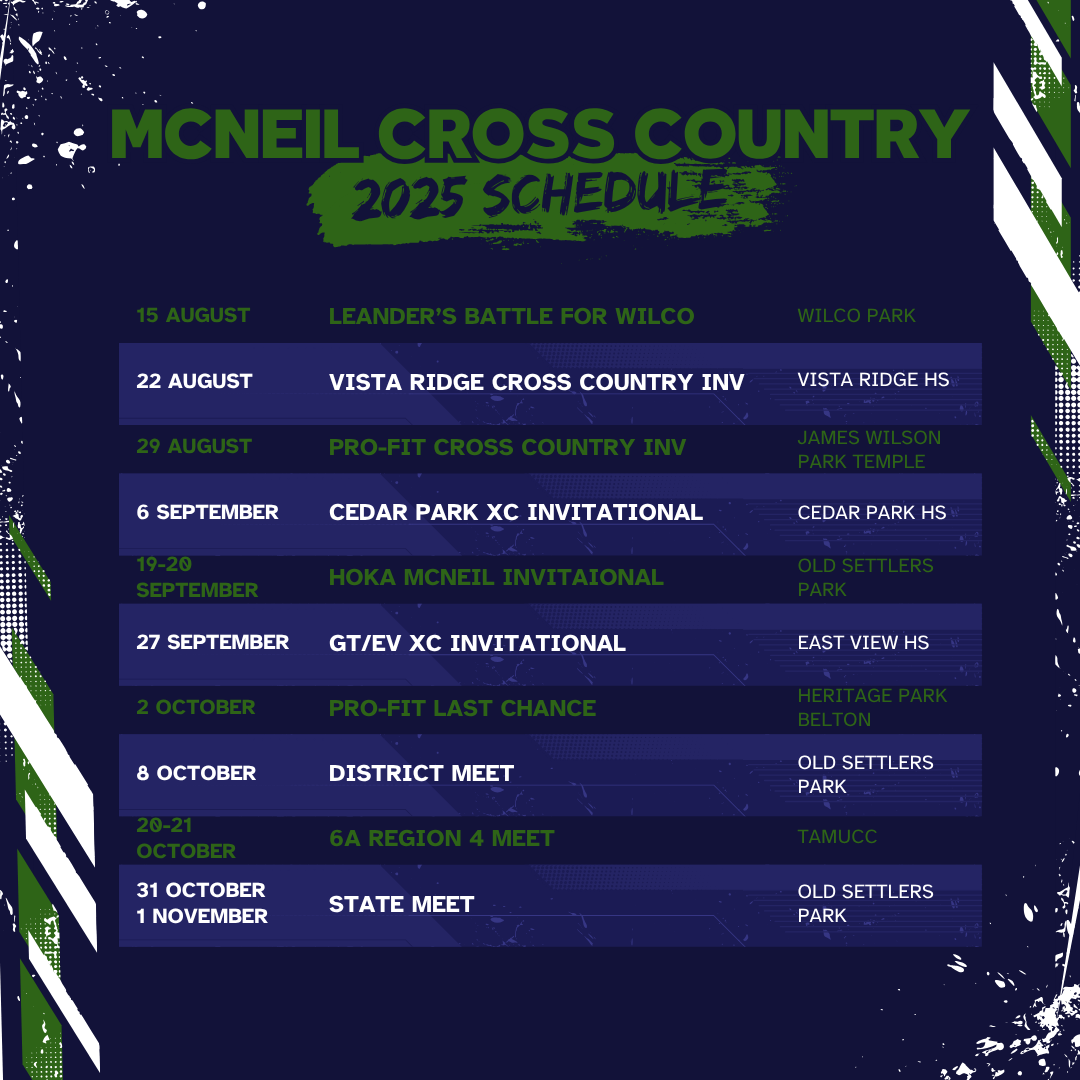 McNeil Cross Country Schedule - Fall 2025