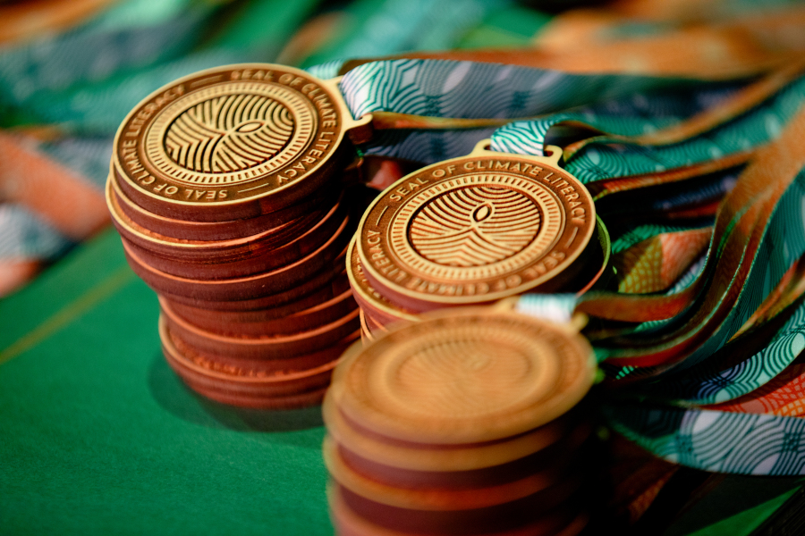 seal medals on a table