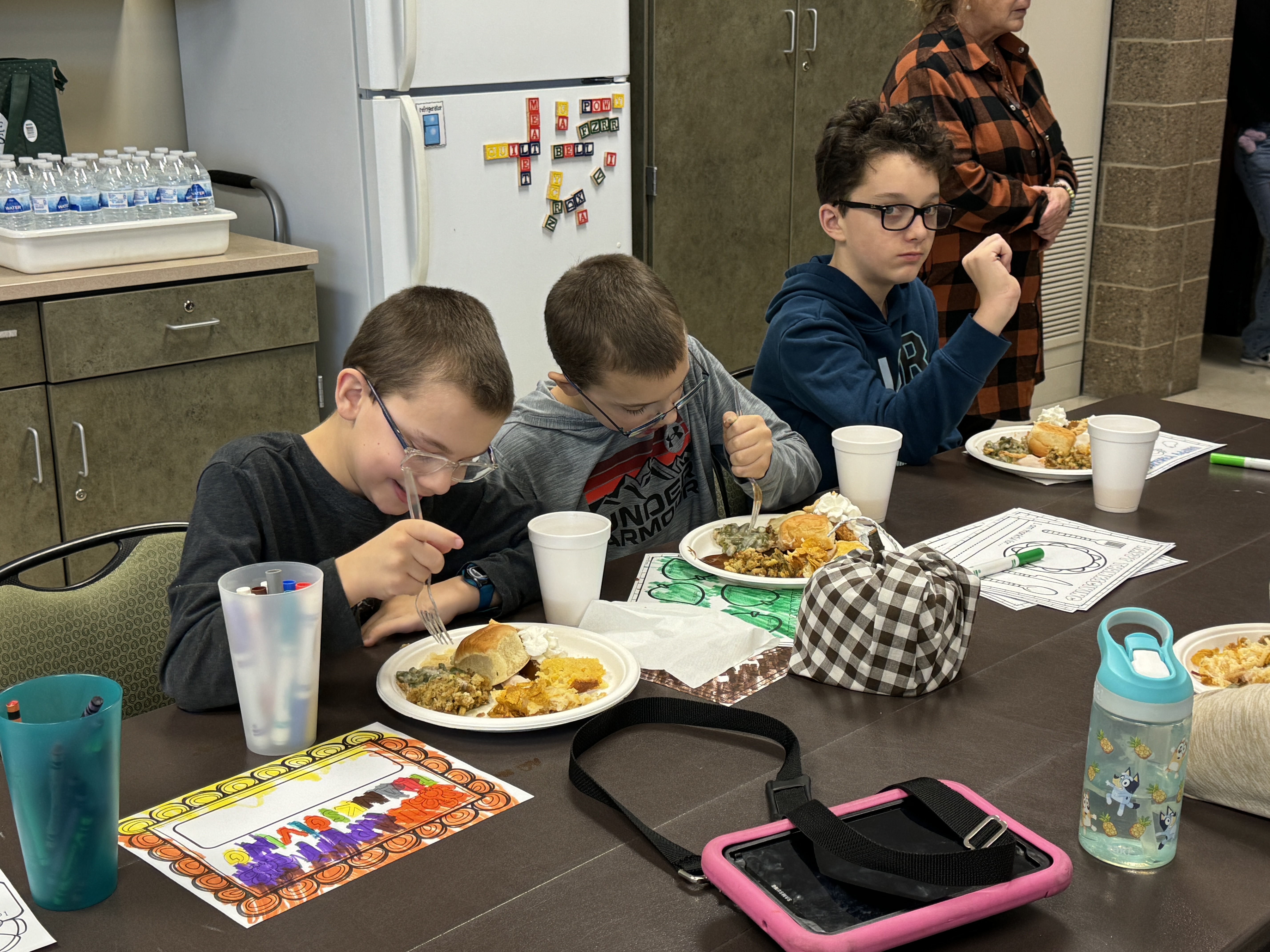 students eating