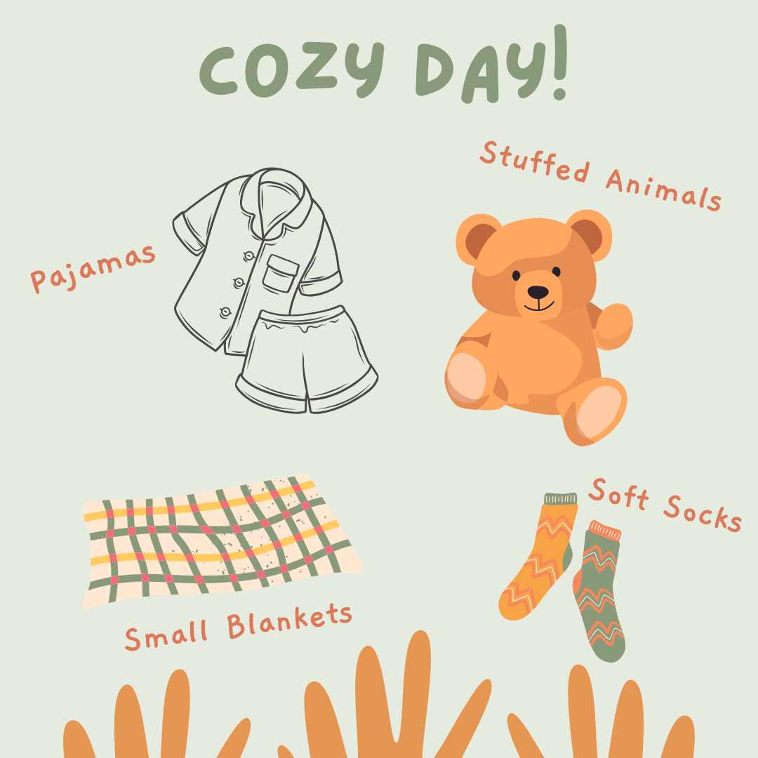 On Wednesday, September 10th, our SCA is hosting their first Spirit Day of the year: Cozy Day. Students are invited to wear pajamas and bring a cozy item (stuffed animal, pillow, or blanket) to school on Wednesday. 