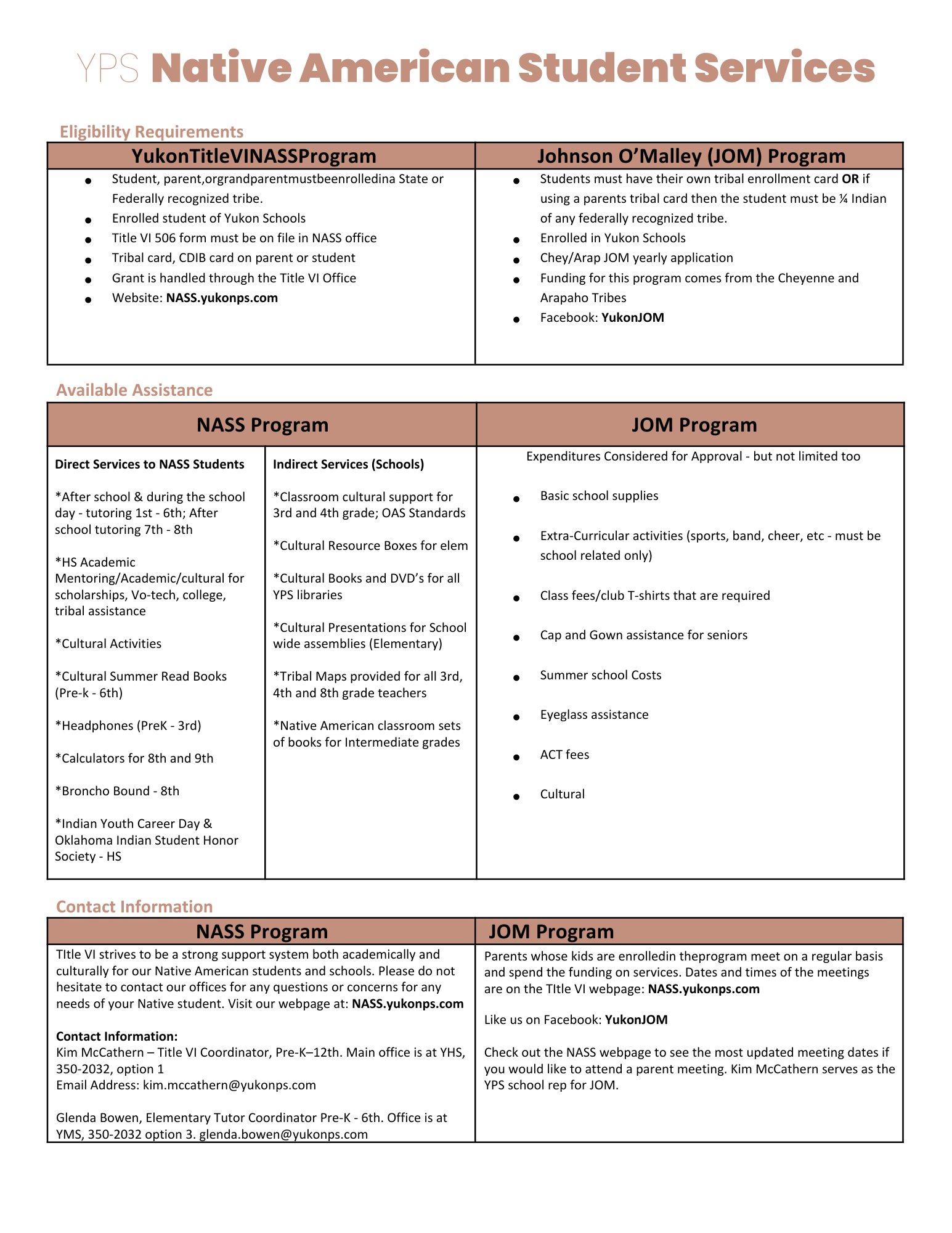 JOM/NASS Comparison