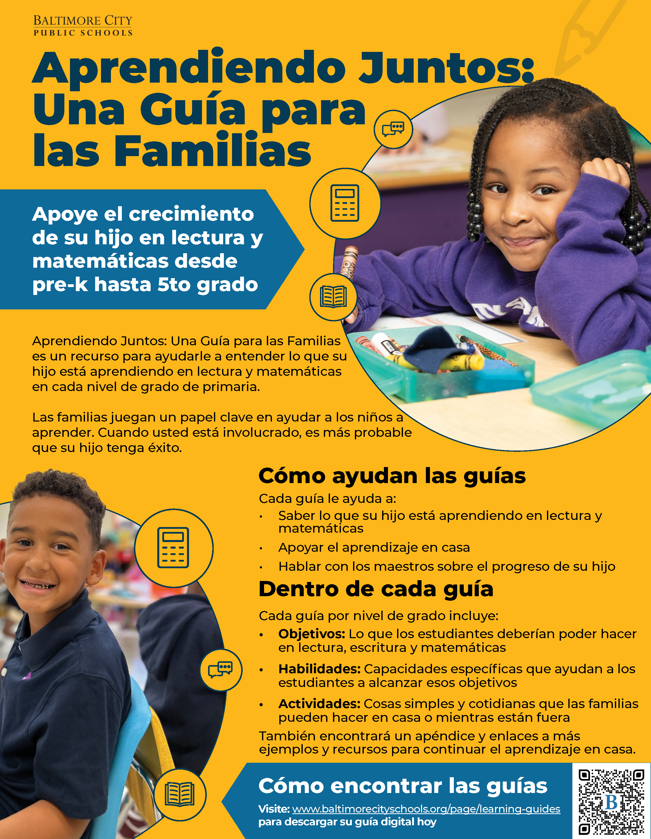 Acceda a sus Guías de Aprendizaje desde preescolar hasta 5º grado: apoye el aprendizaje en casa todos los días. Actividades diarias para ayudar a su hijo a prosperar.