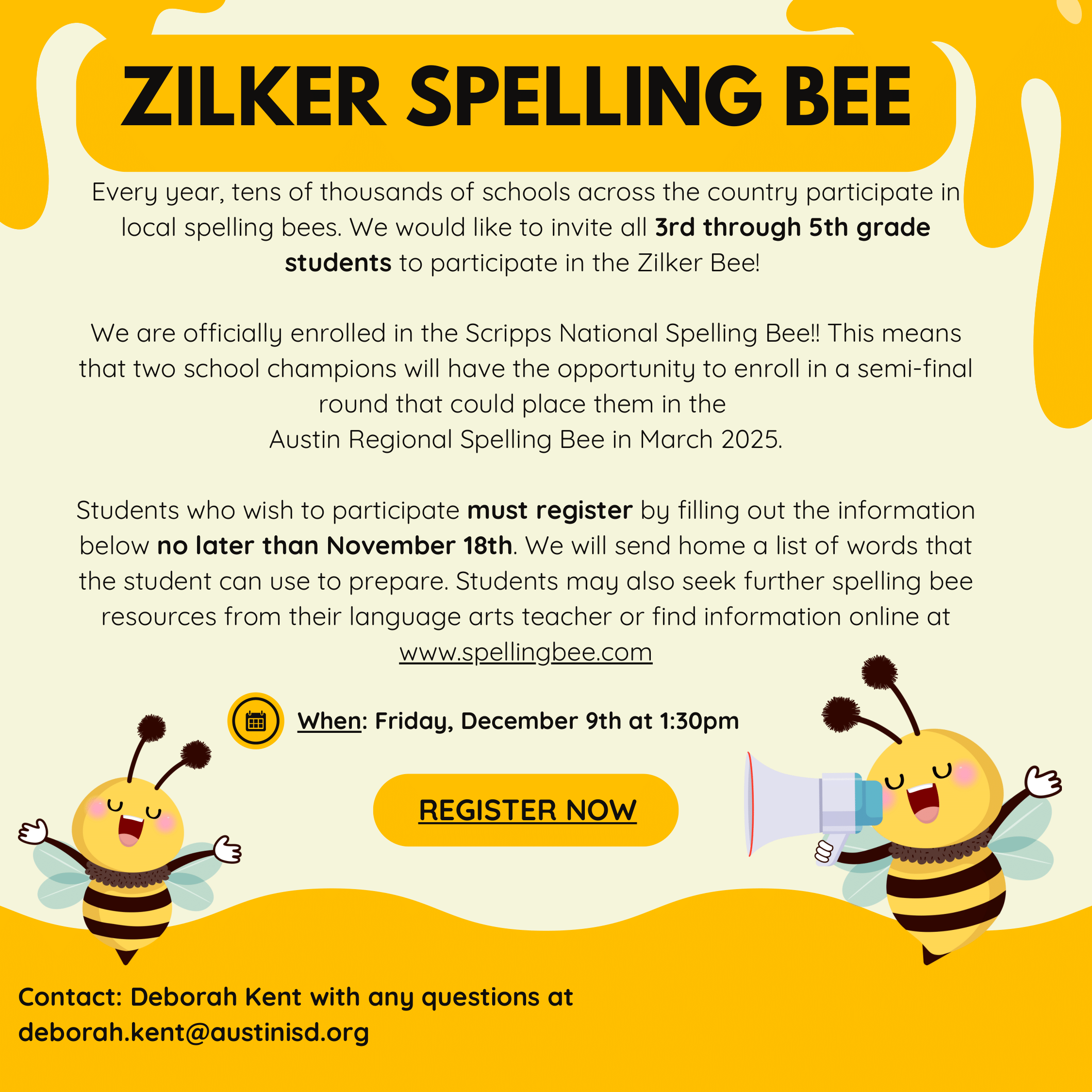 Flyer for Spelling Bee