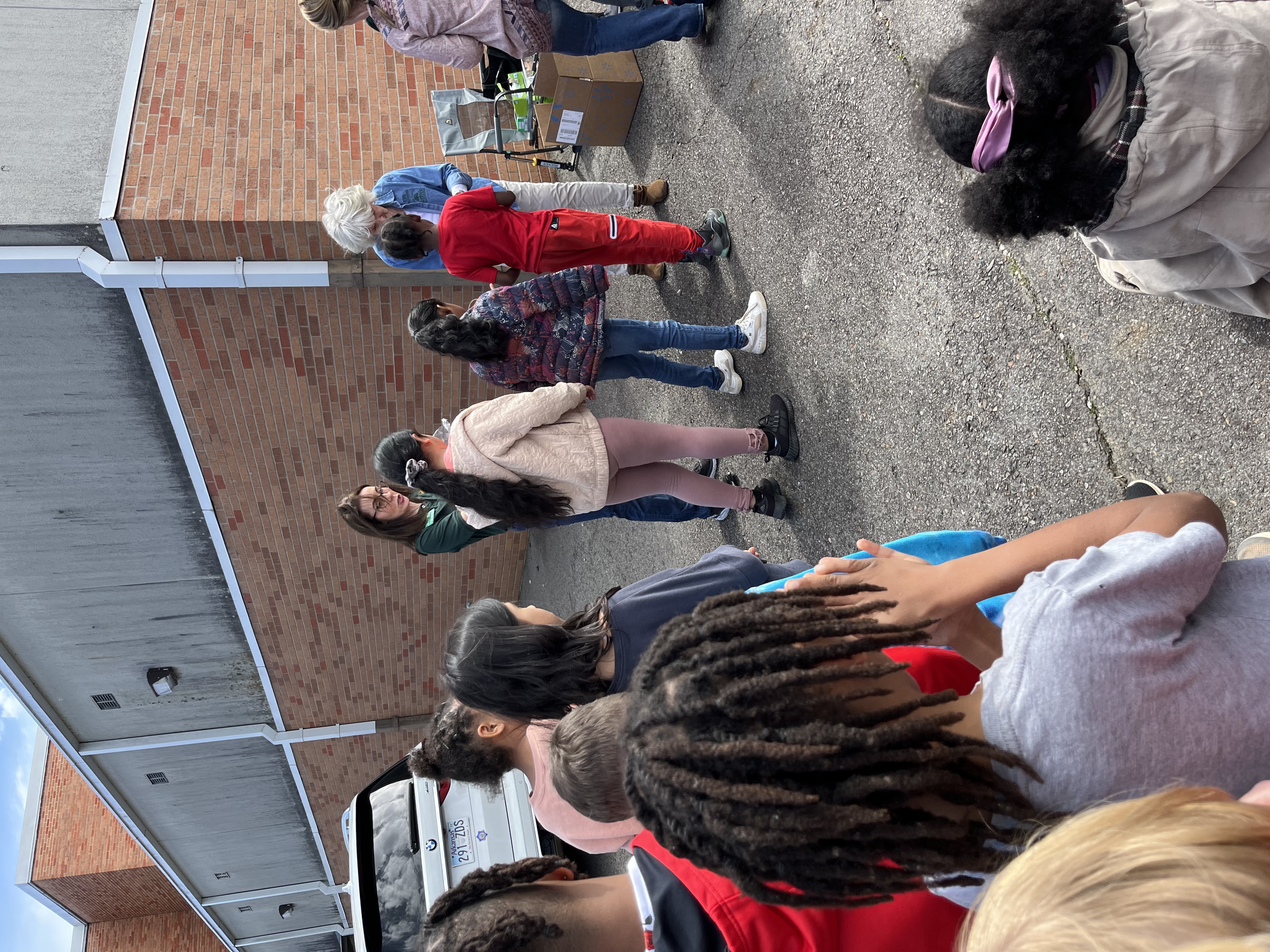 students standing in line