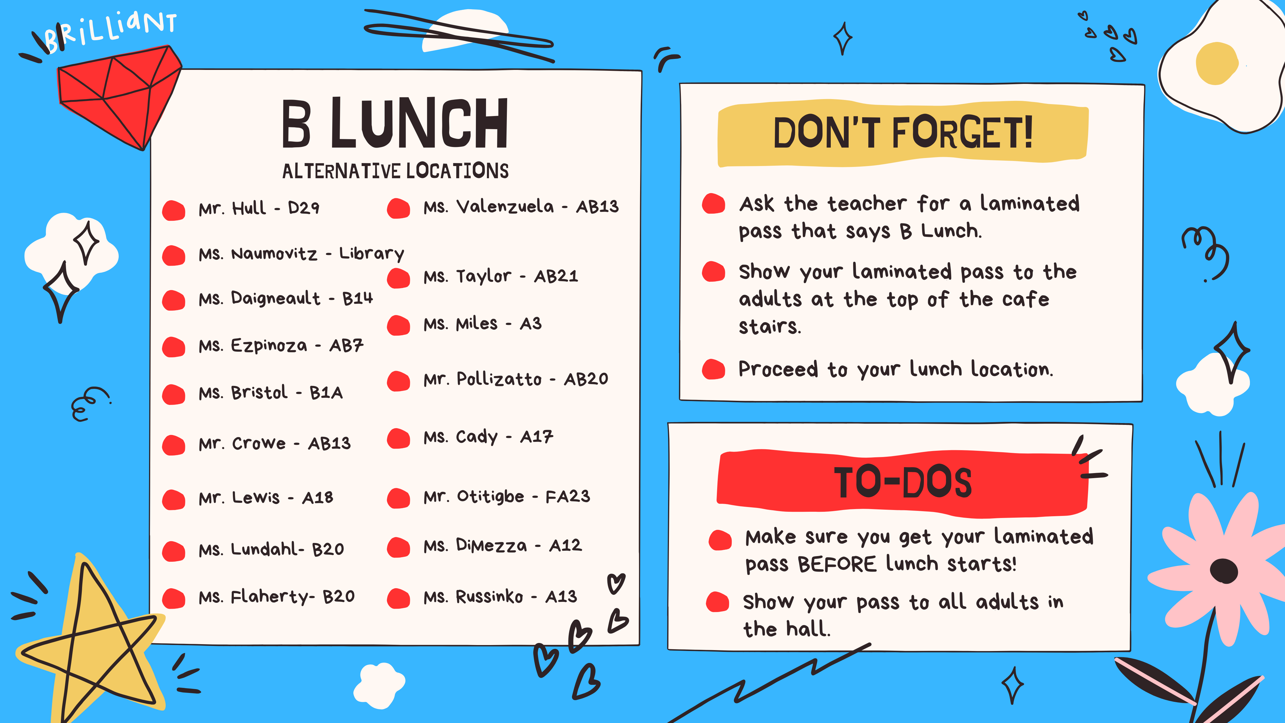 B lunch locations