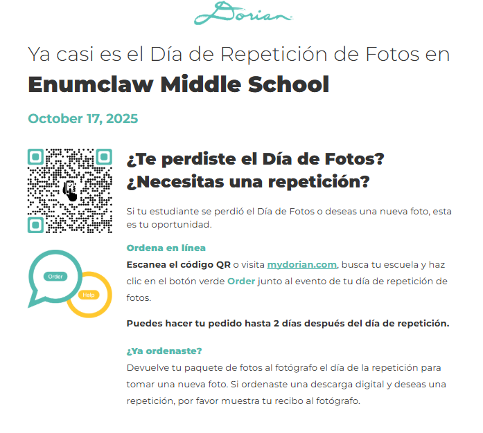 Picture Retake Day 10/17- Spanish