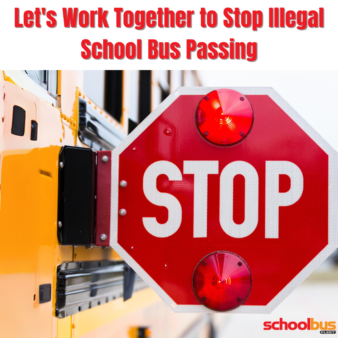 It's a message that could save a life: It's illegal to pass a stopped school bus with its stop sign arm extended and red lights flashing! If you are driving near a school bus, its red lights are flashing, and its stop arm is enacted, STOP! Those lights and stop arms signify children are getting on or off the bus and could be crossing the street. 
