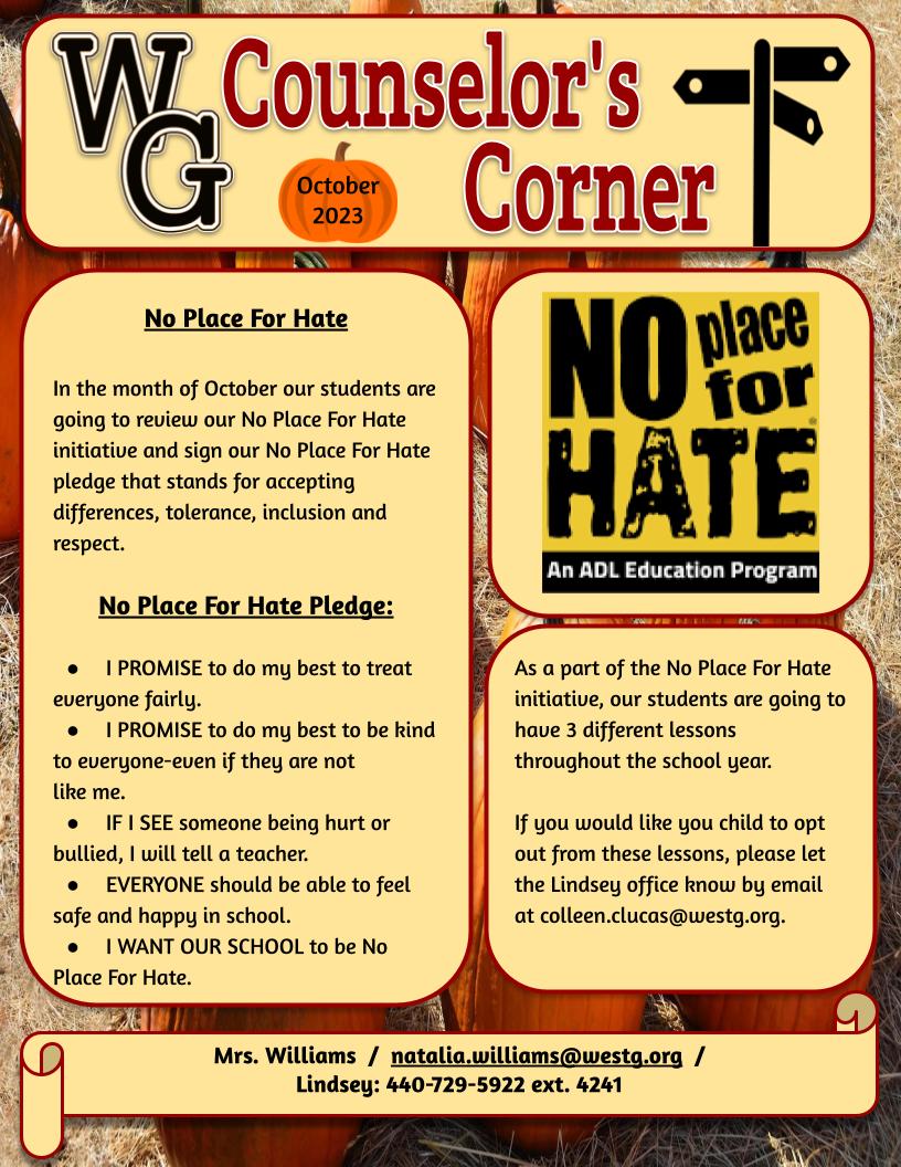 Counselor's Corner-October