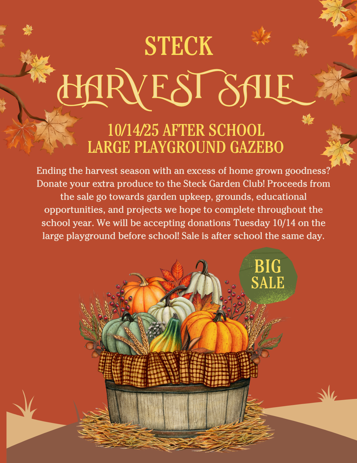 harvest sale for garden club