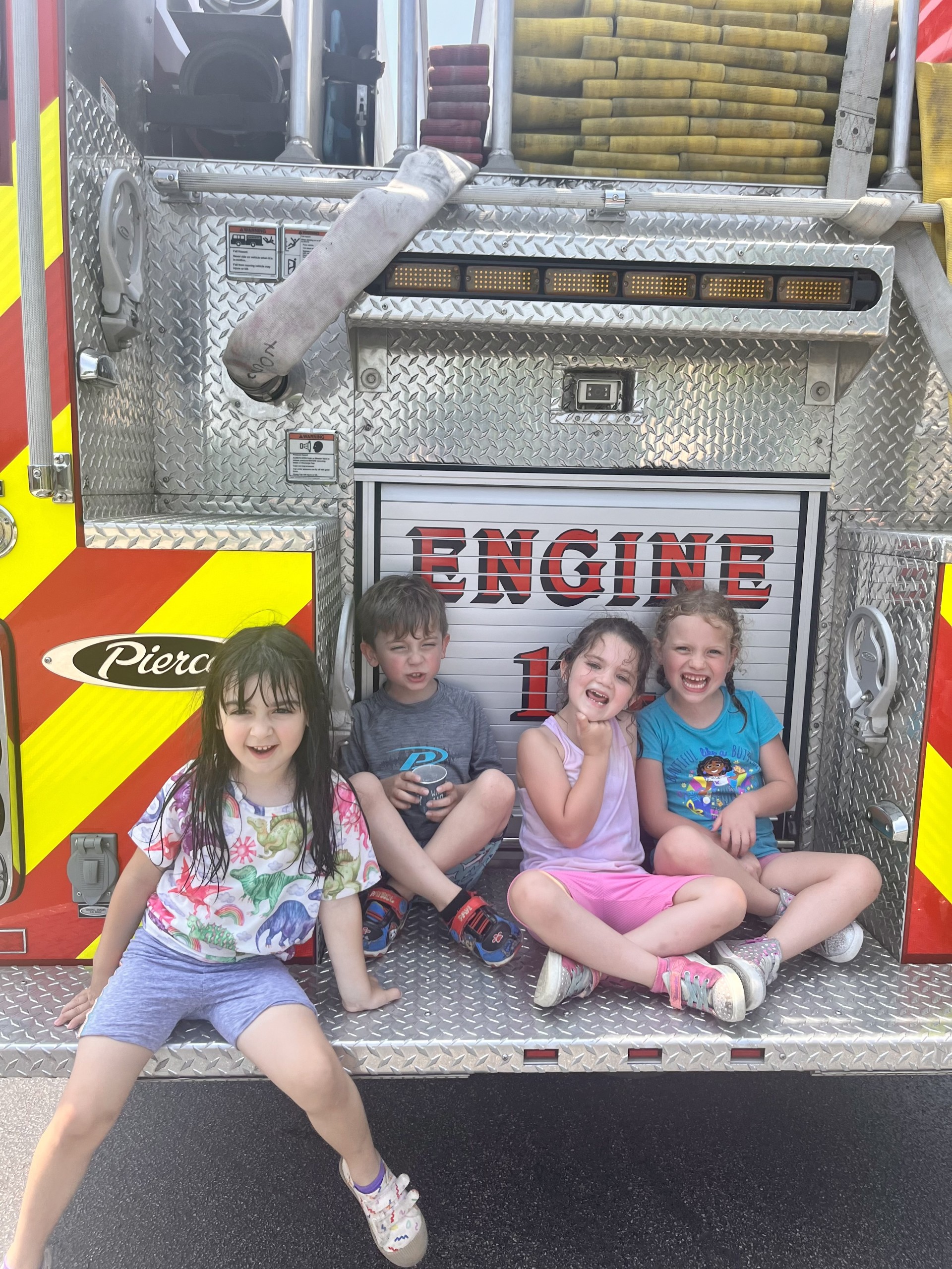 Students on firetruck