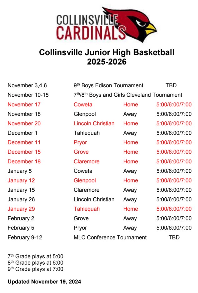 JH Basketball Schedule