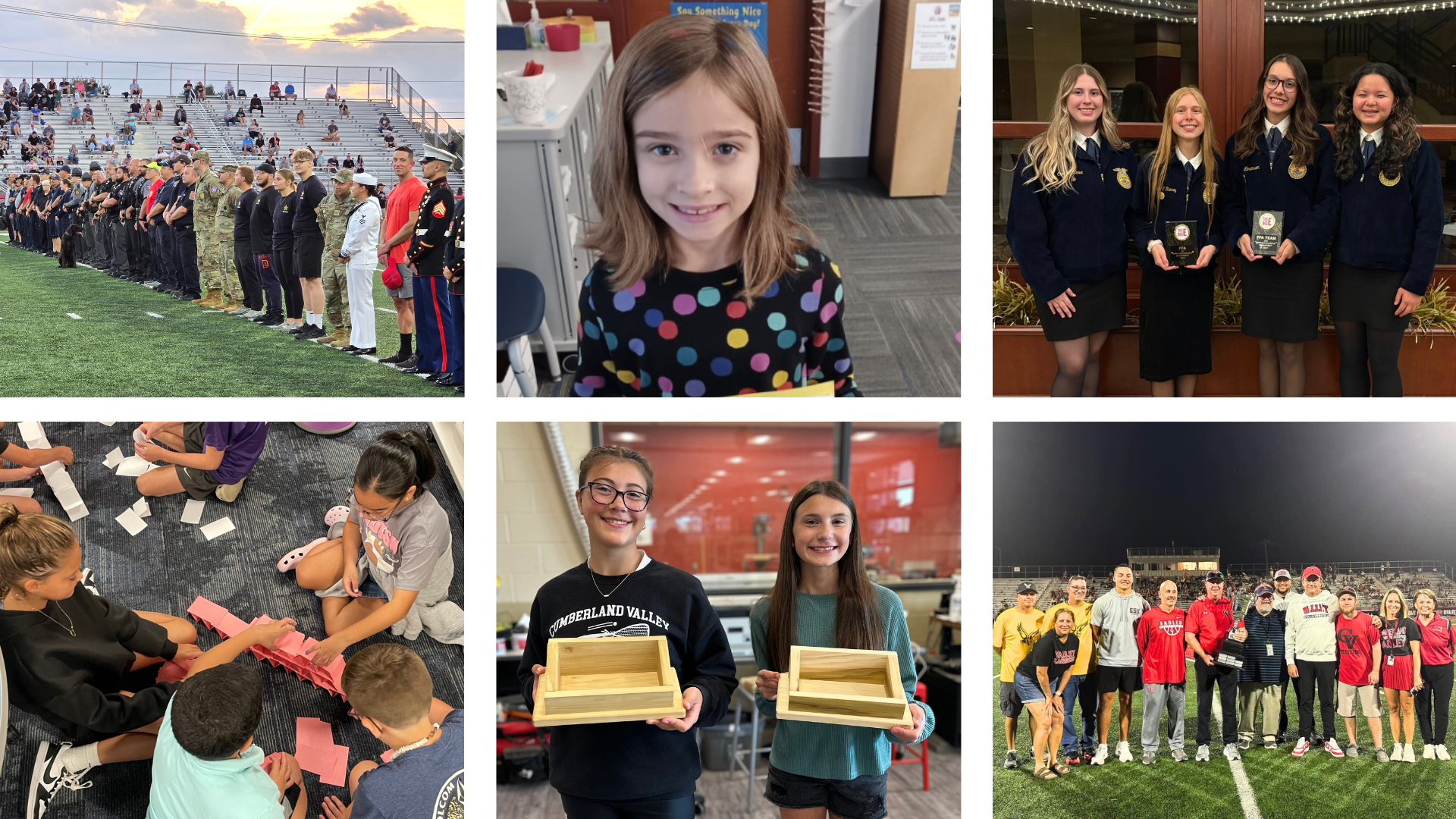 A collage of images of CV students showcases what they are doing and learning across the district.