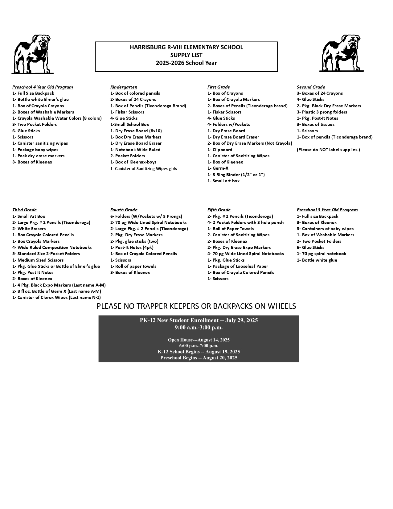 Elementary Supply List
