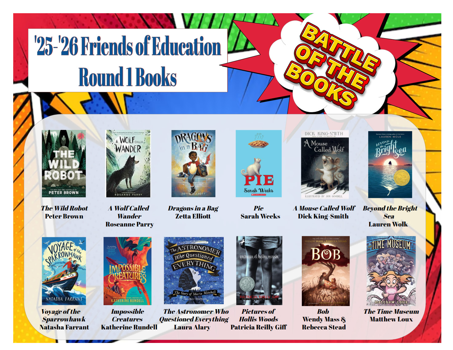 Books for Round 1 of Battle of the Books