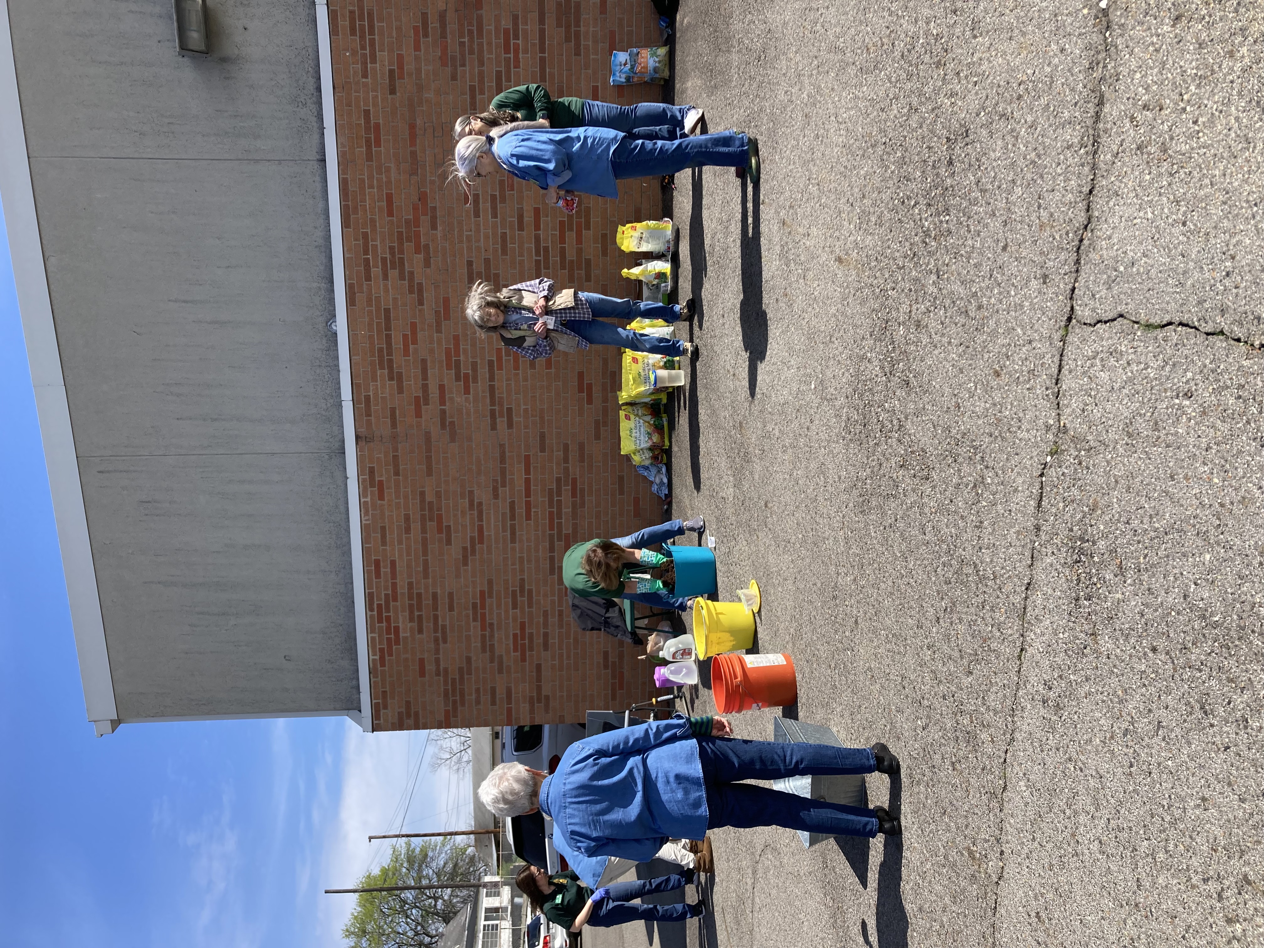 Master gardeners setting up 