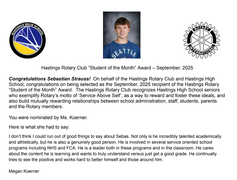 Rotary Student of the Month