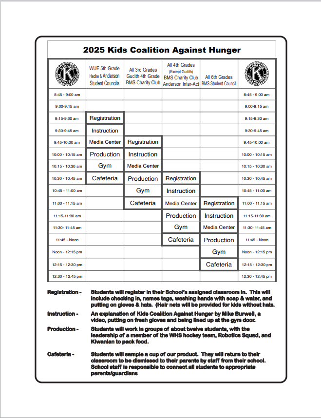Kids against hunger schedule 