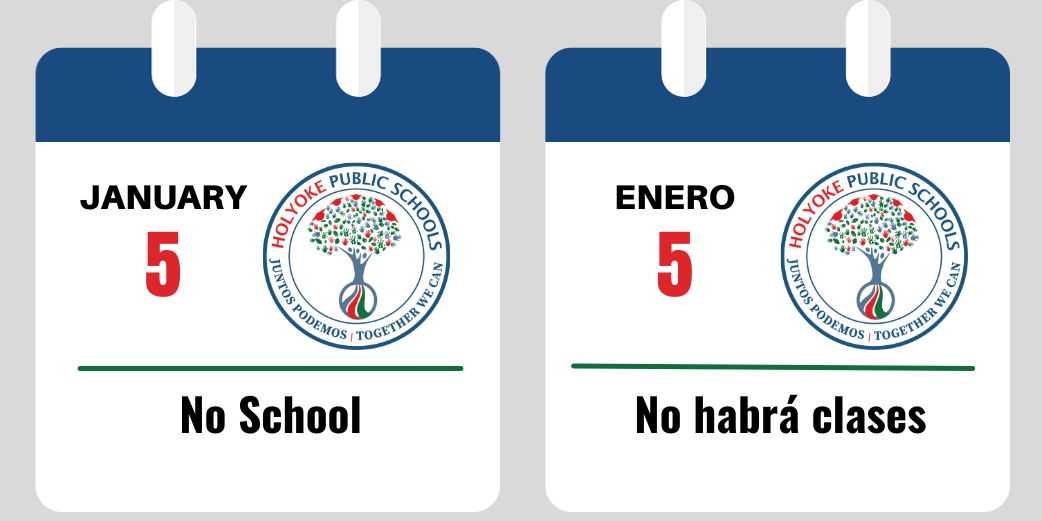 Calendar page showing no school on January 5