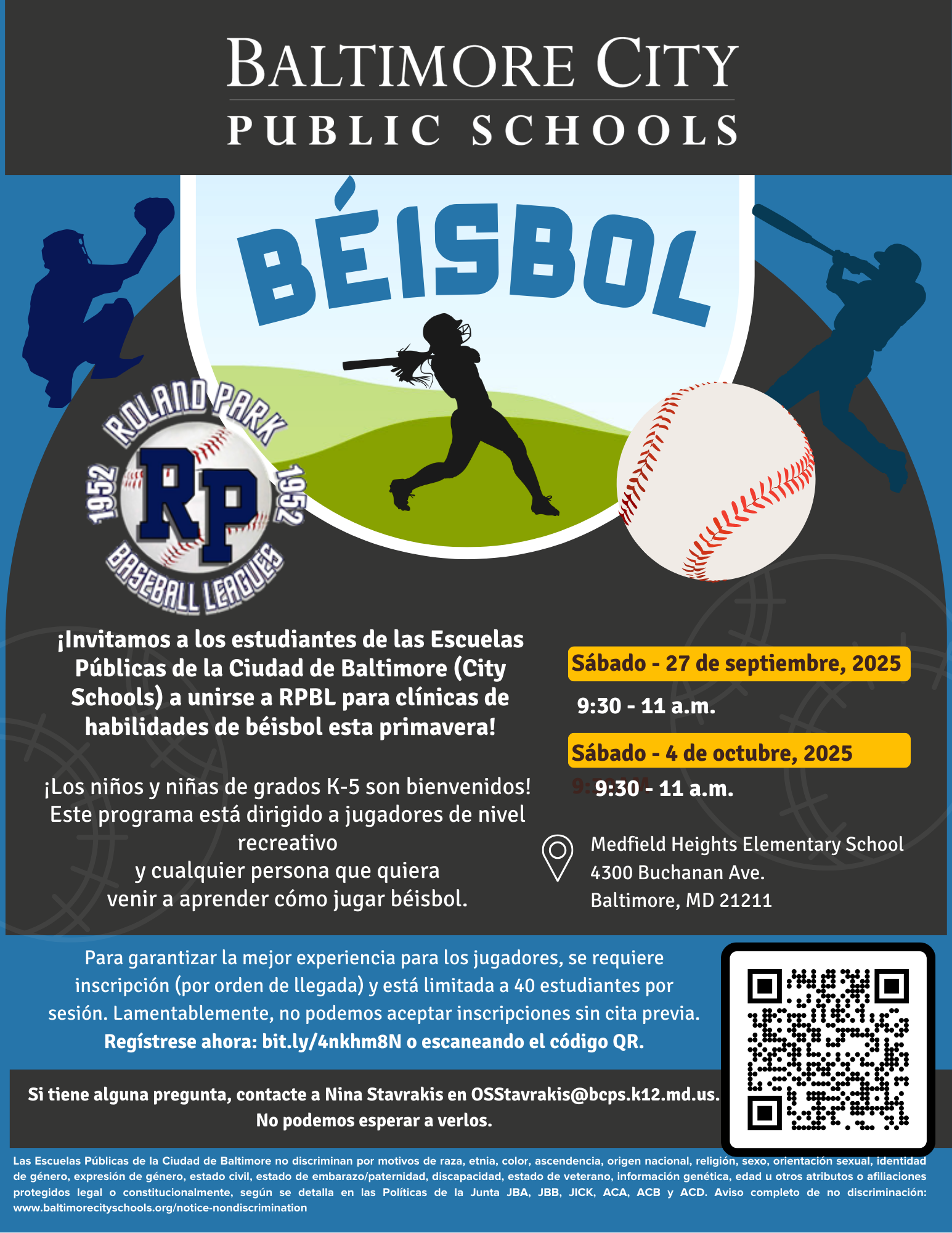 volante de las clínicas de beisbol