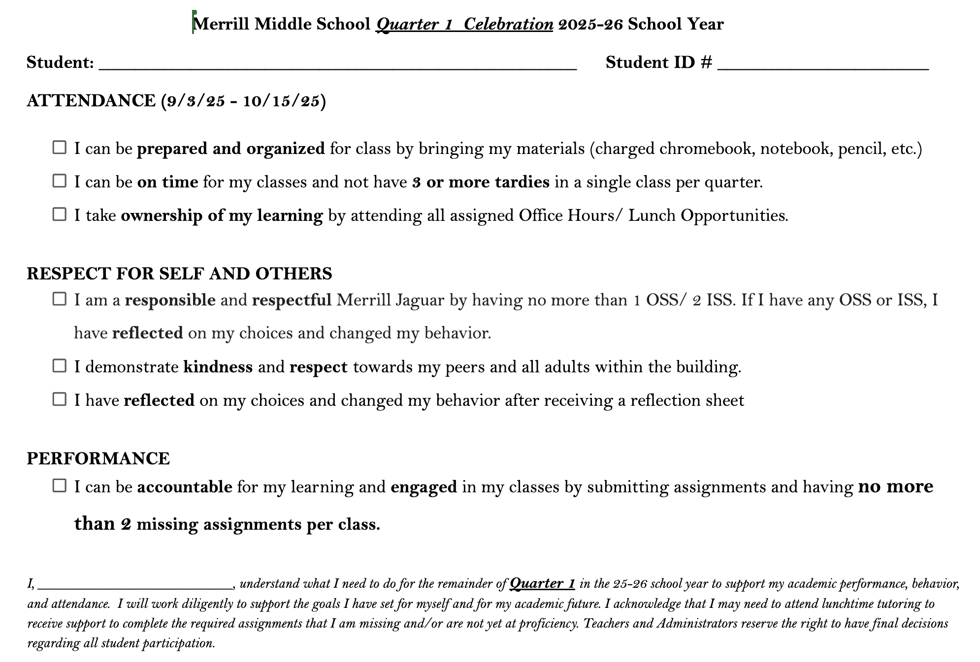 Quarterly contract