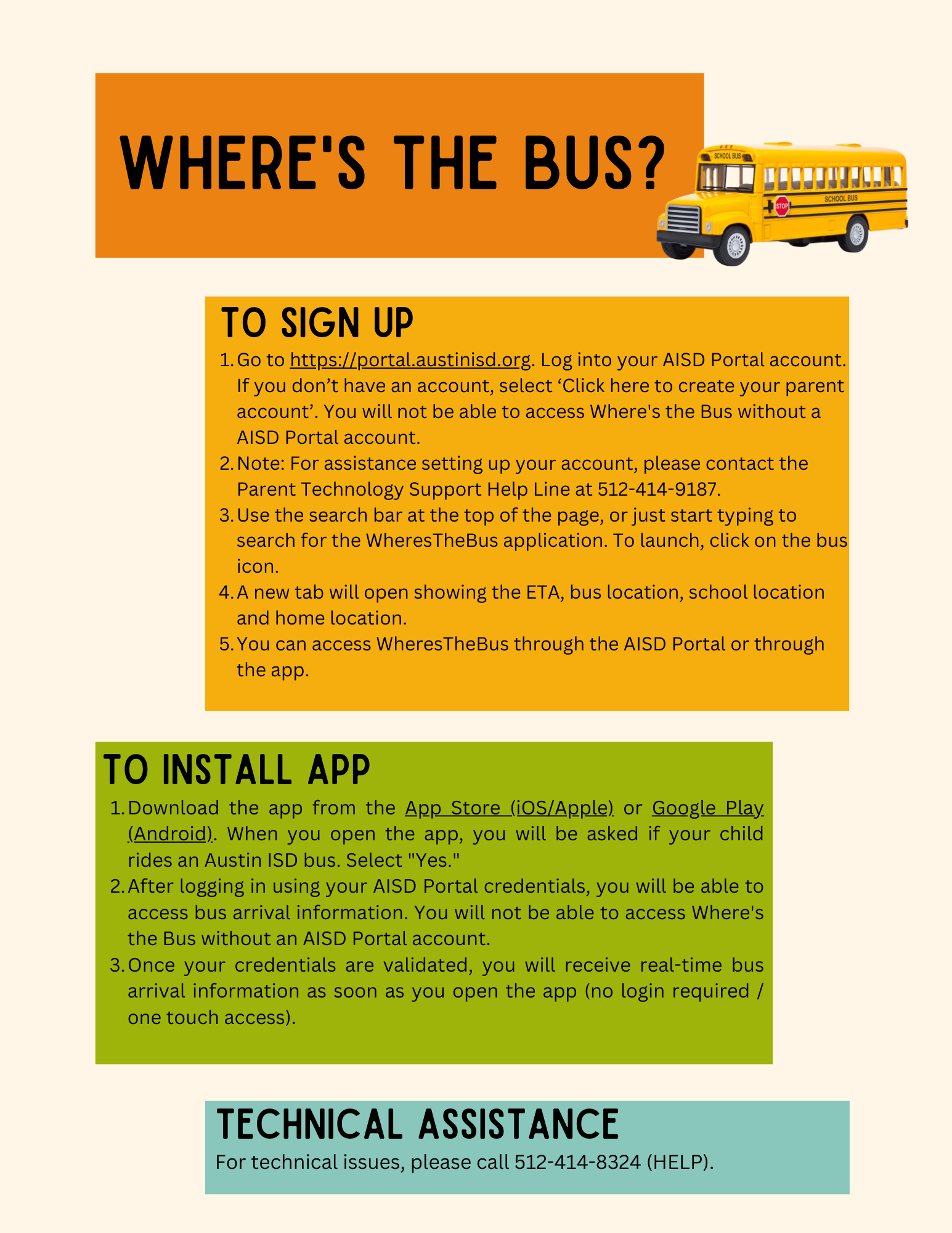 Flyer for Where's the Bus App