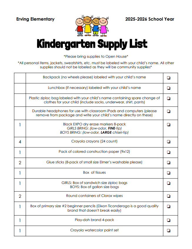 K Supply List