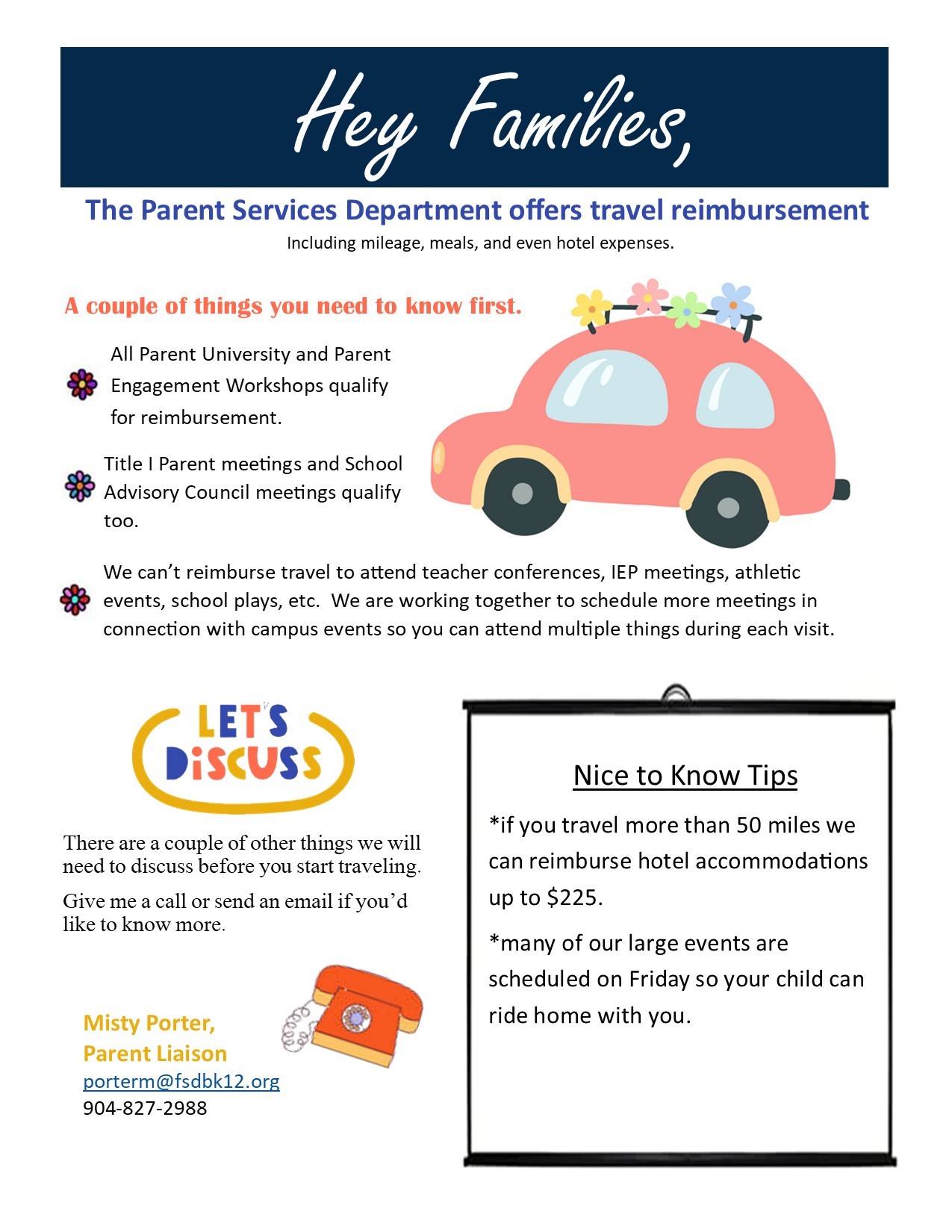 Parent Travel Reimbursement Flyer