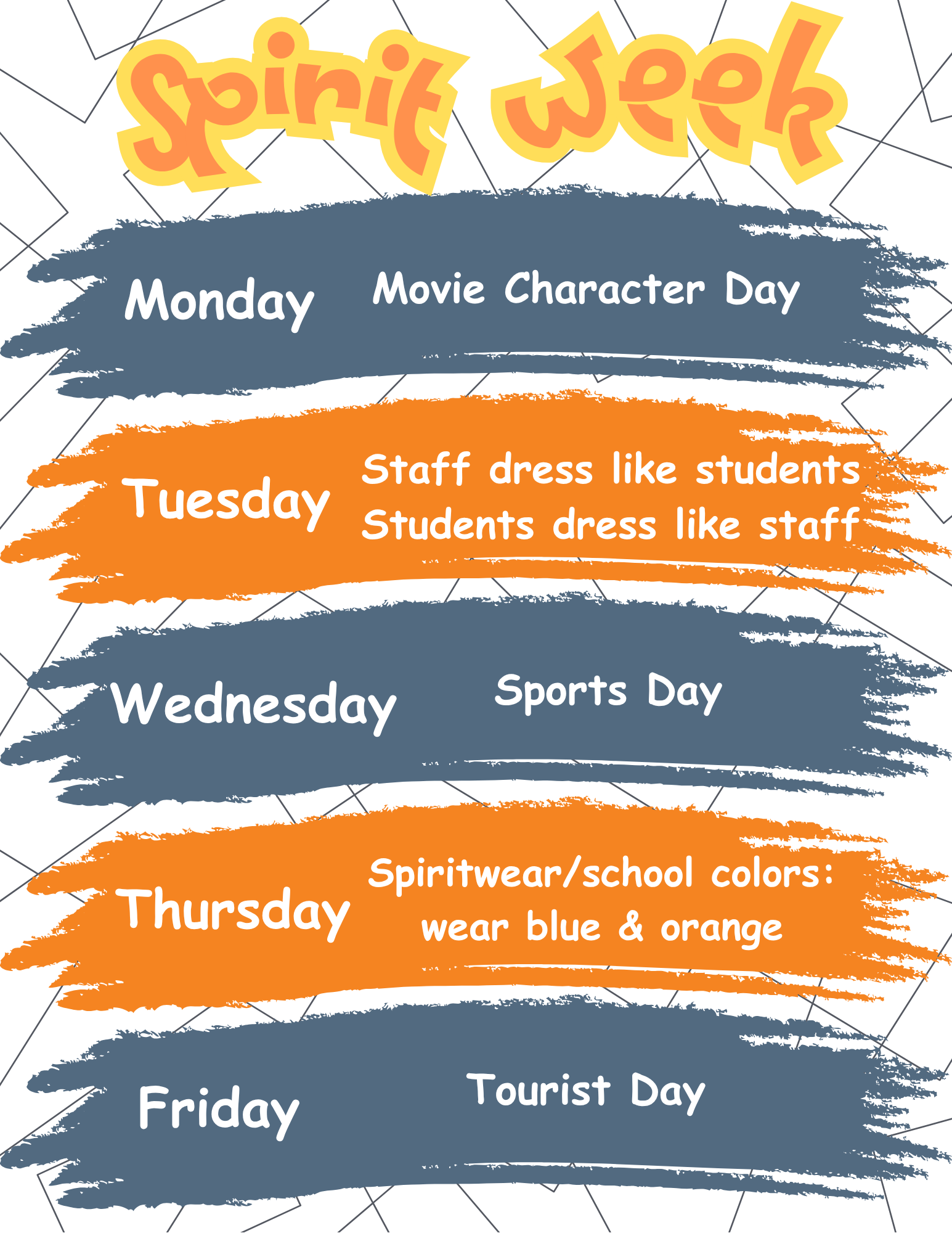 Spirit Week Next Week