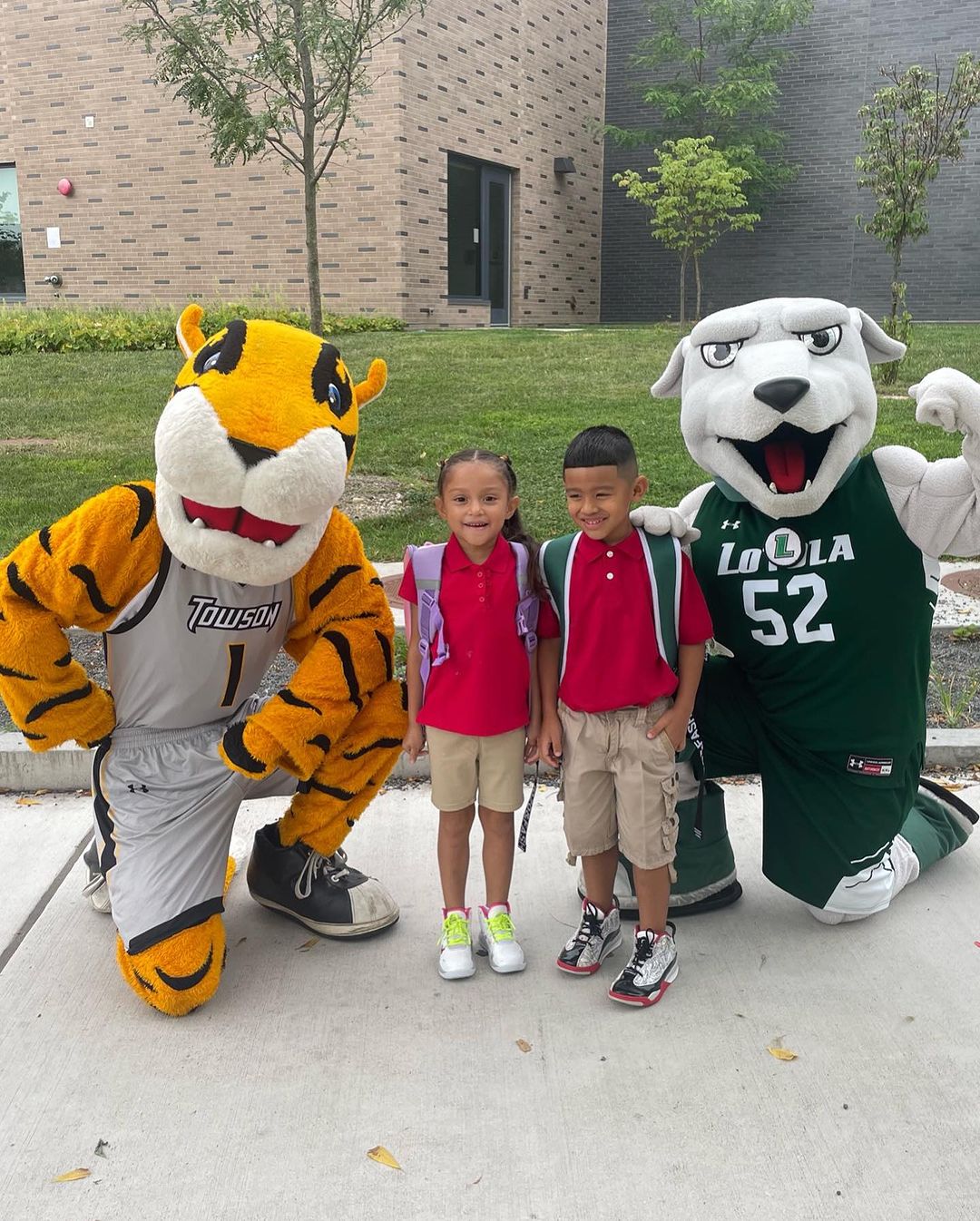students with mascots 