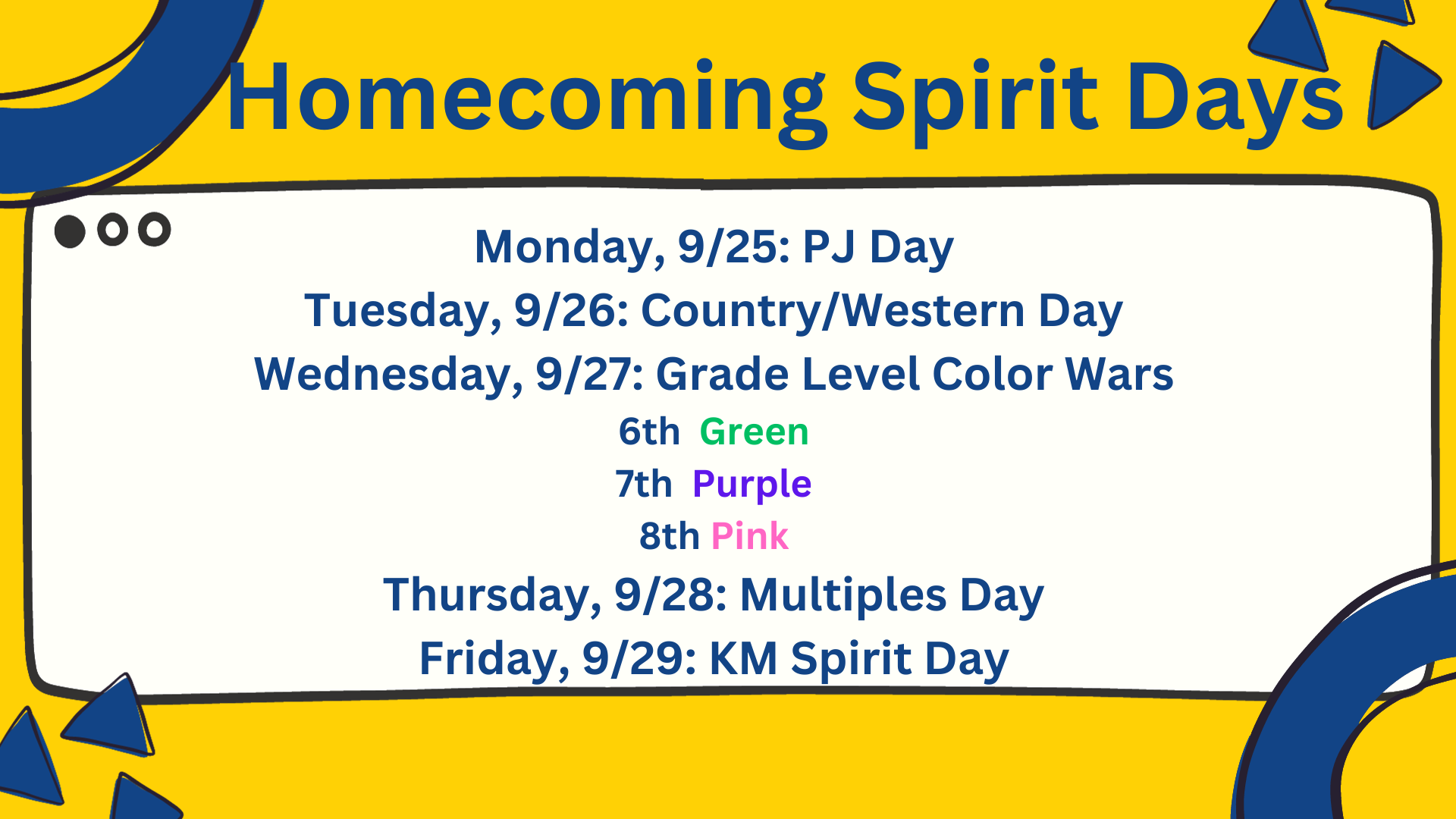 Homecoming Spirit Days Flyer