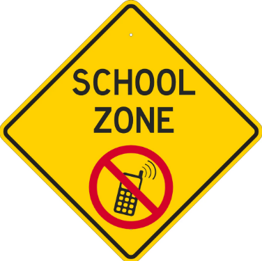 No Cell Phone in School Zone Sign