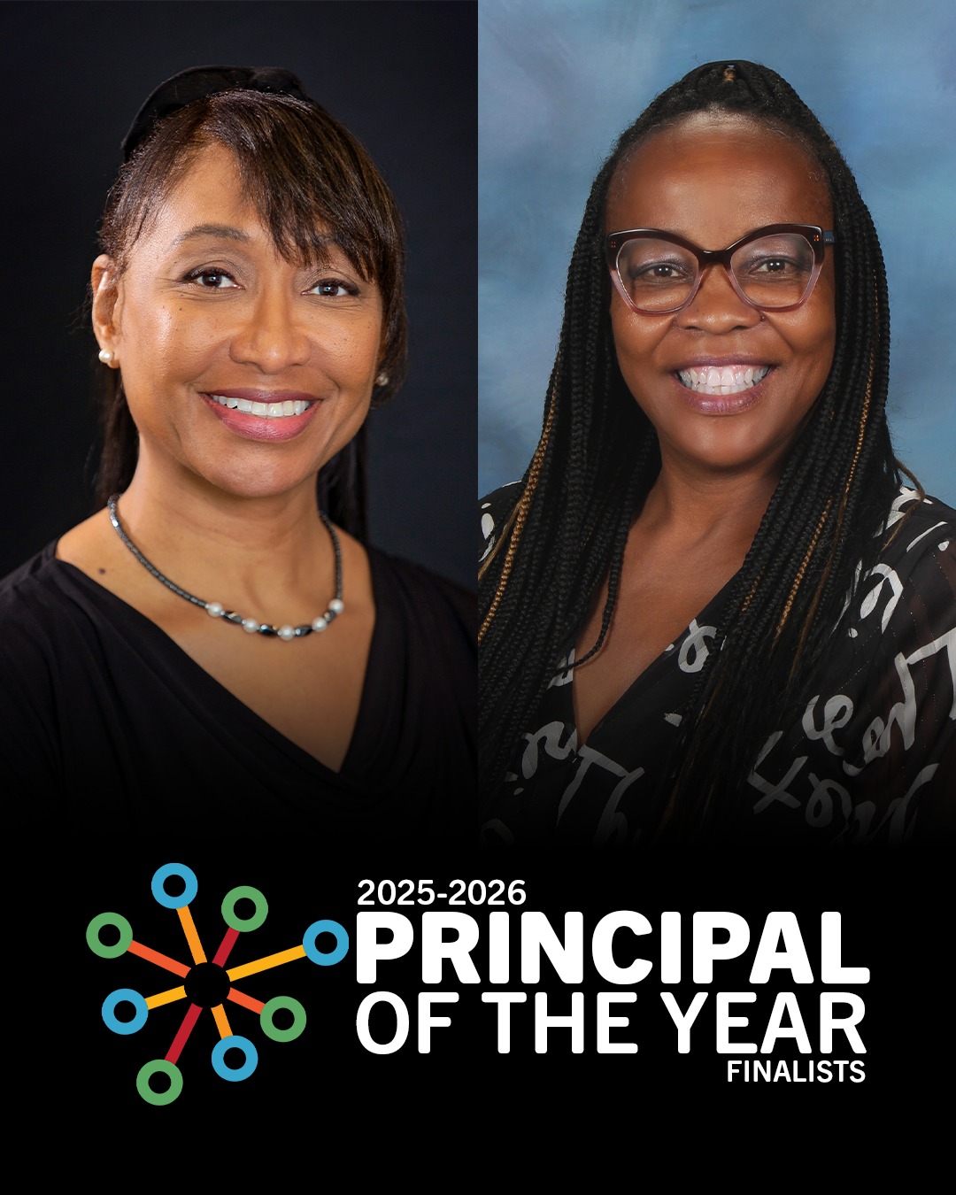 graphic with headshots of principals