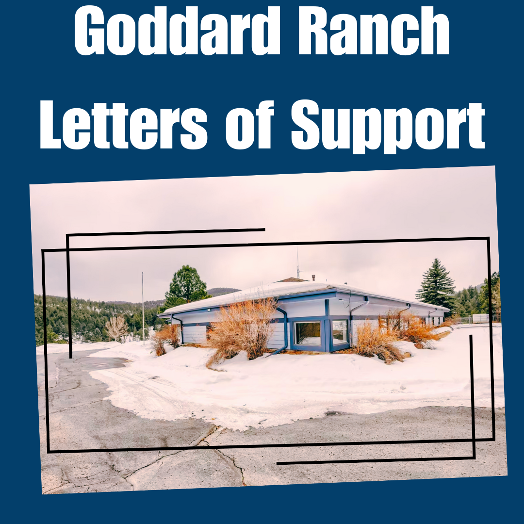 Image of the new building and text that reads Goddard Ranch Letters of Support