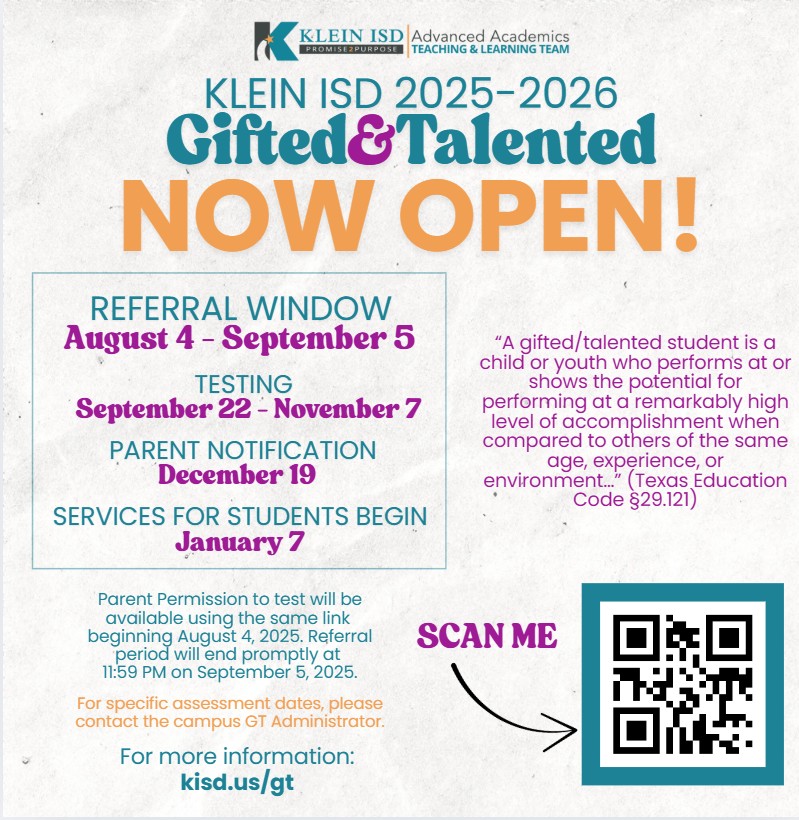 Gifted and Talented Referral Window English
