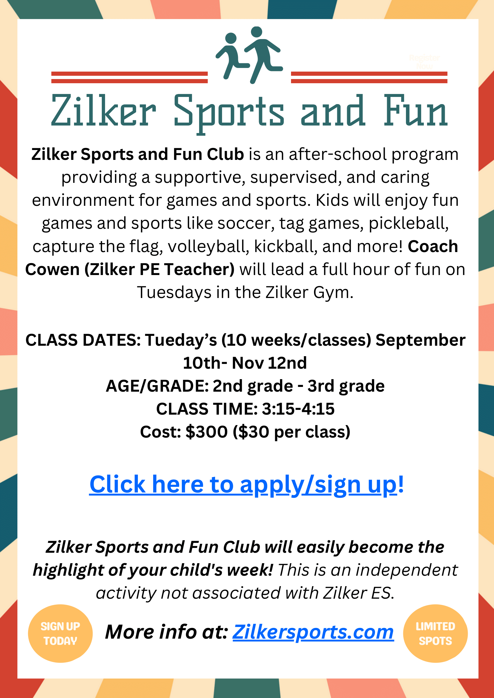 Flyer for Zilker Sports and Fun