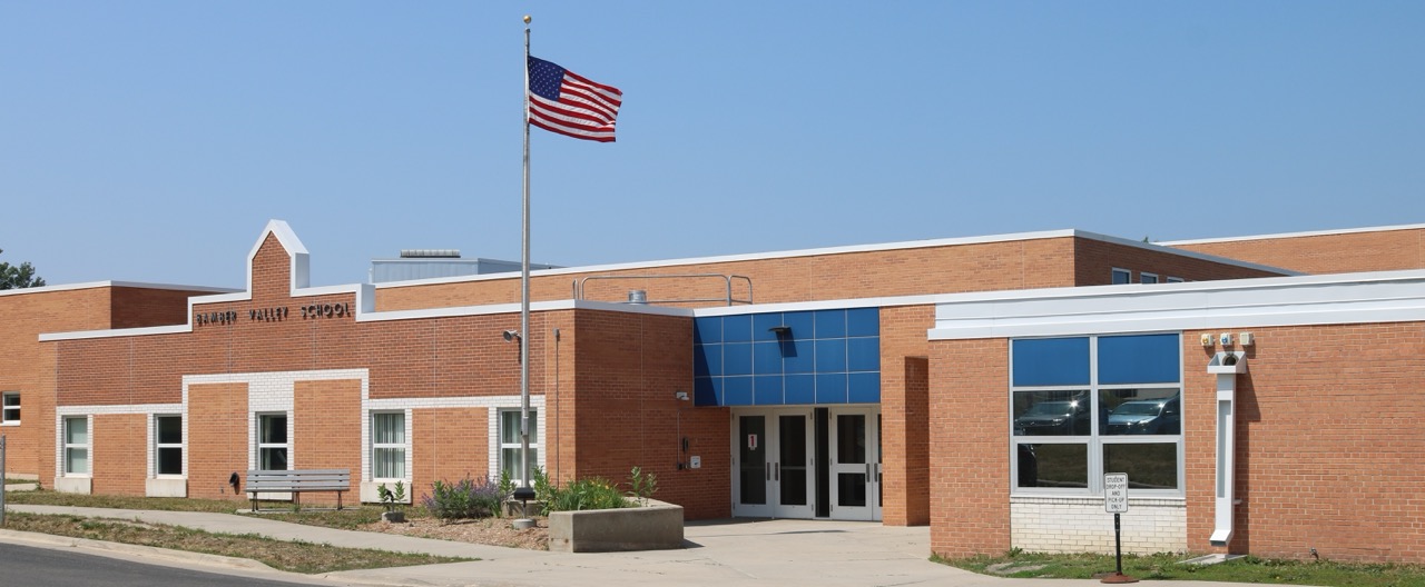 Exterior of Bamber Valley Elementary school from the parking lot.