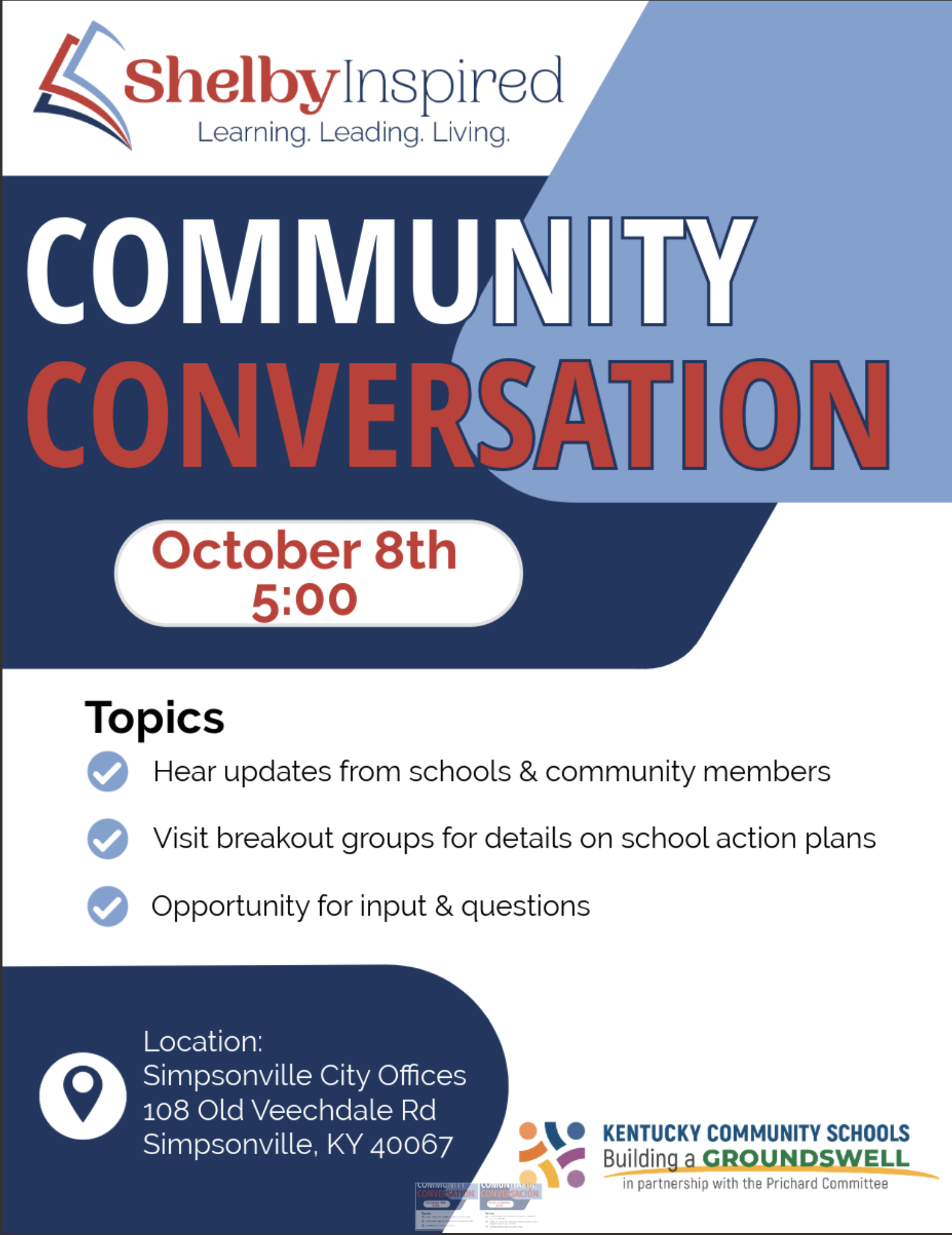 Community Conversation October 8th at 5:00 pm Simpson