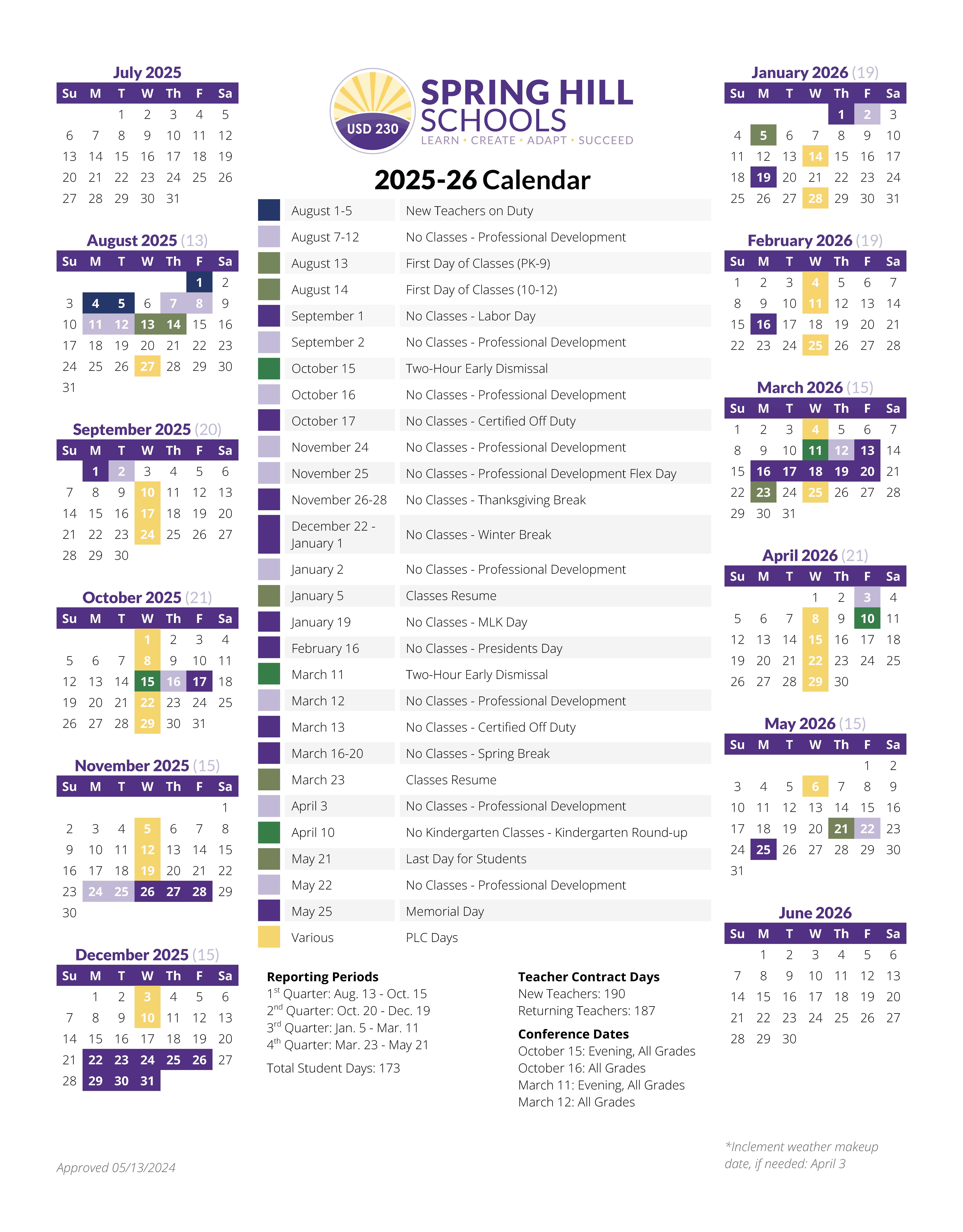 25-26 Academic Calendar